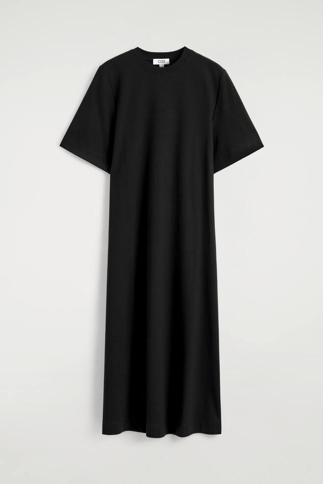 MIDI ŠATY S T-SHIRT STRIHOM A OPASKOM - ČIERNA - 1
