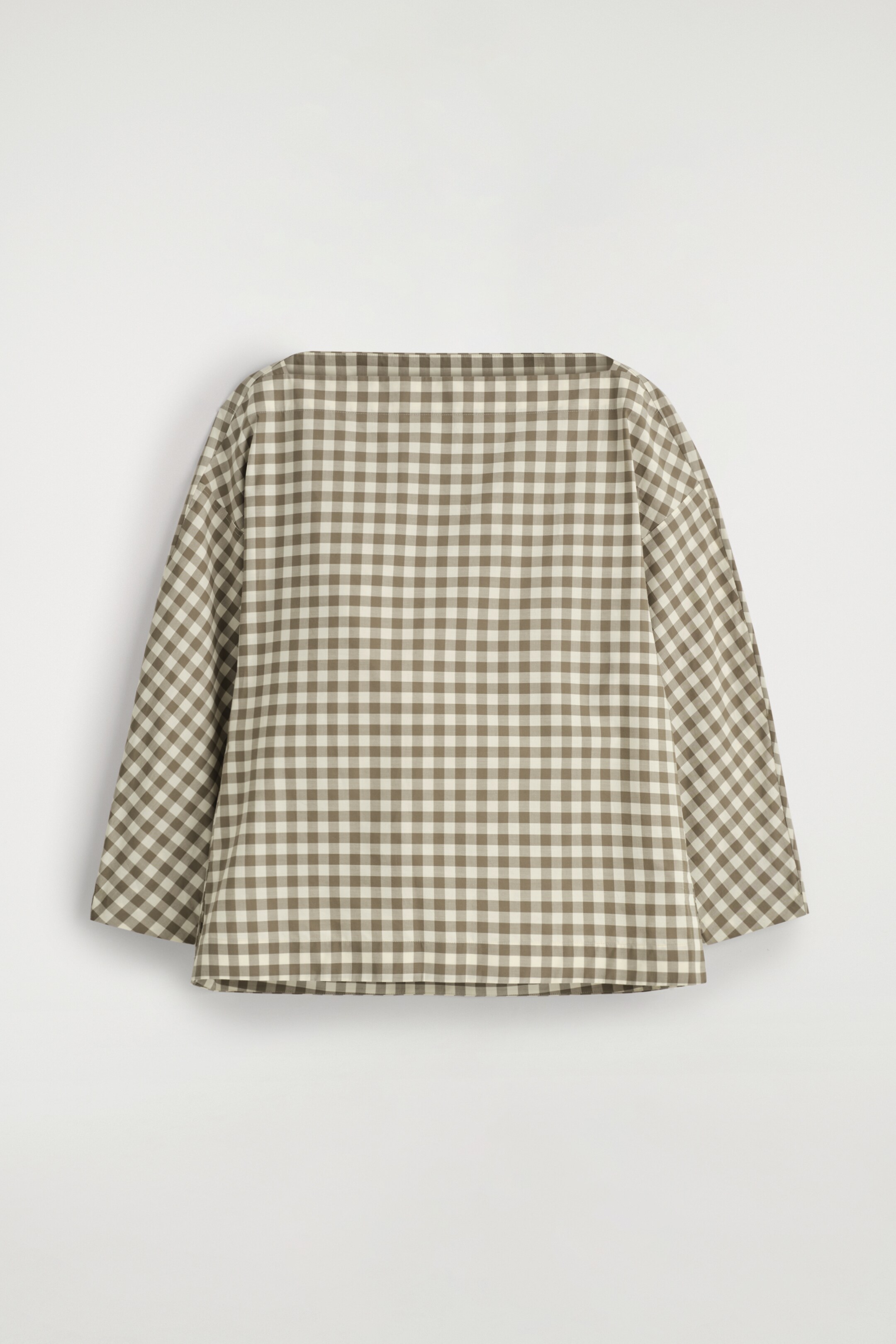 Grotere afbeelding bekijken: Blouse van katoen met boothals - BEIGE / RUITPATROON - DAMES | H&M BE 7