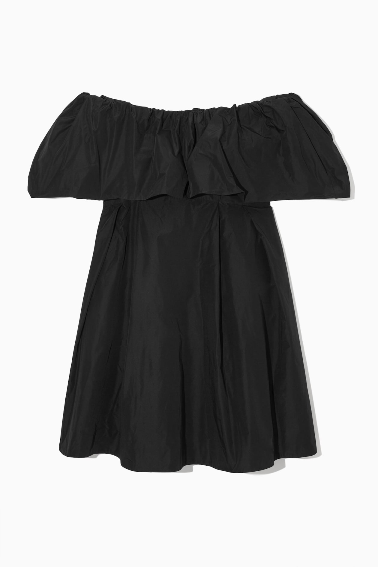 cos voluminous off-the-shoulder mini dress VOLUMINOUS OFF-THE-SHOULDER MINI DRESS - BLACK