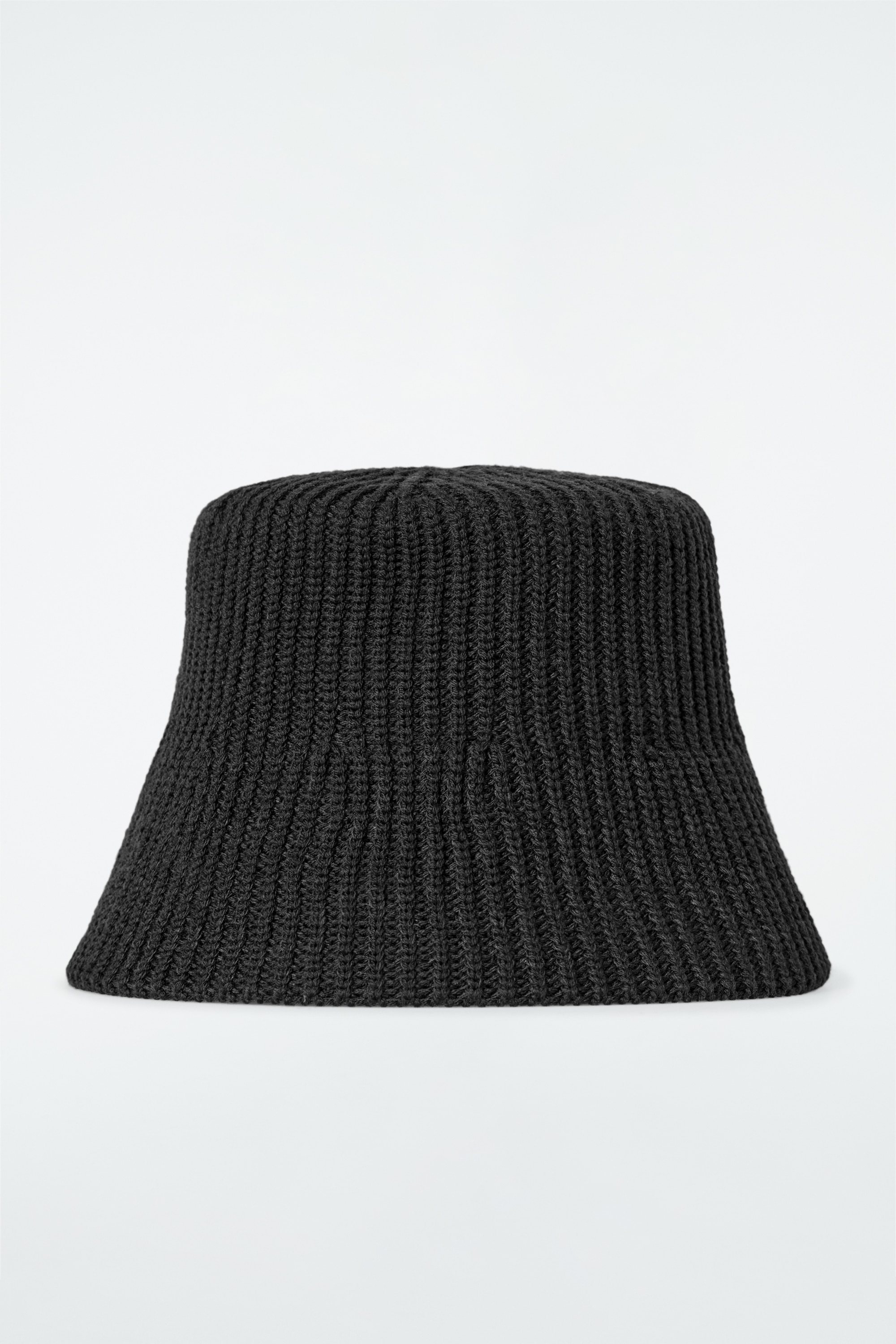 RIBBED WOOL-BLEND BUCKET HAT - BLACK