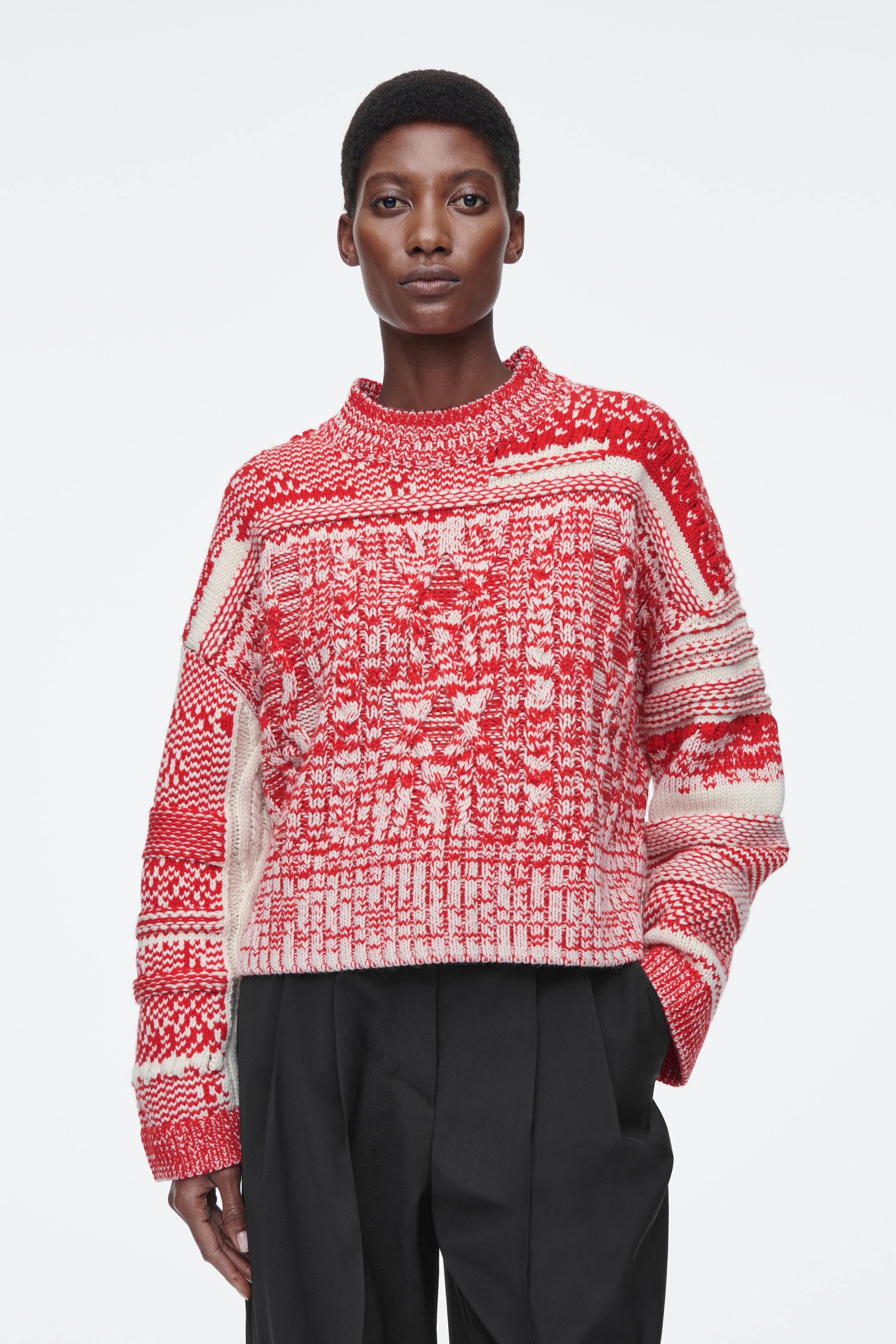Grösseres Bild ansehen: FAIR-ISLE-PULLOVER AUS WOLL-KASCHMIR-MIX - ROT/CREME - DAMEN | H&M CH 1
