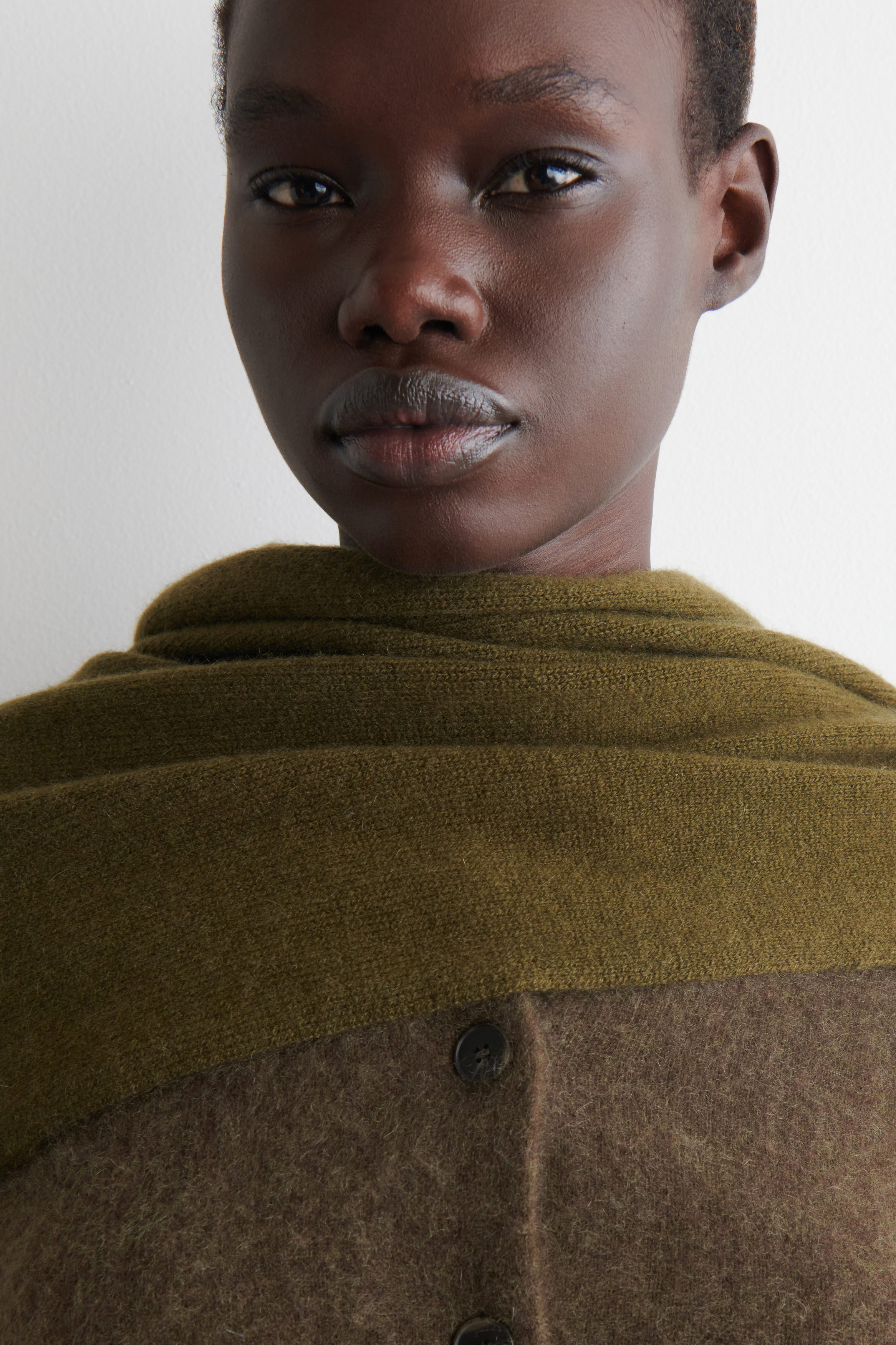 BRUSHED-CASHMERE CREW-NECK CARDIGAN - KHAKI | COS US
