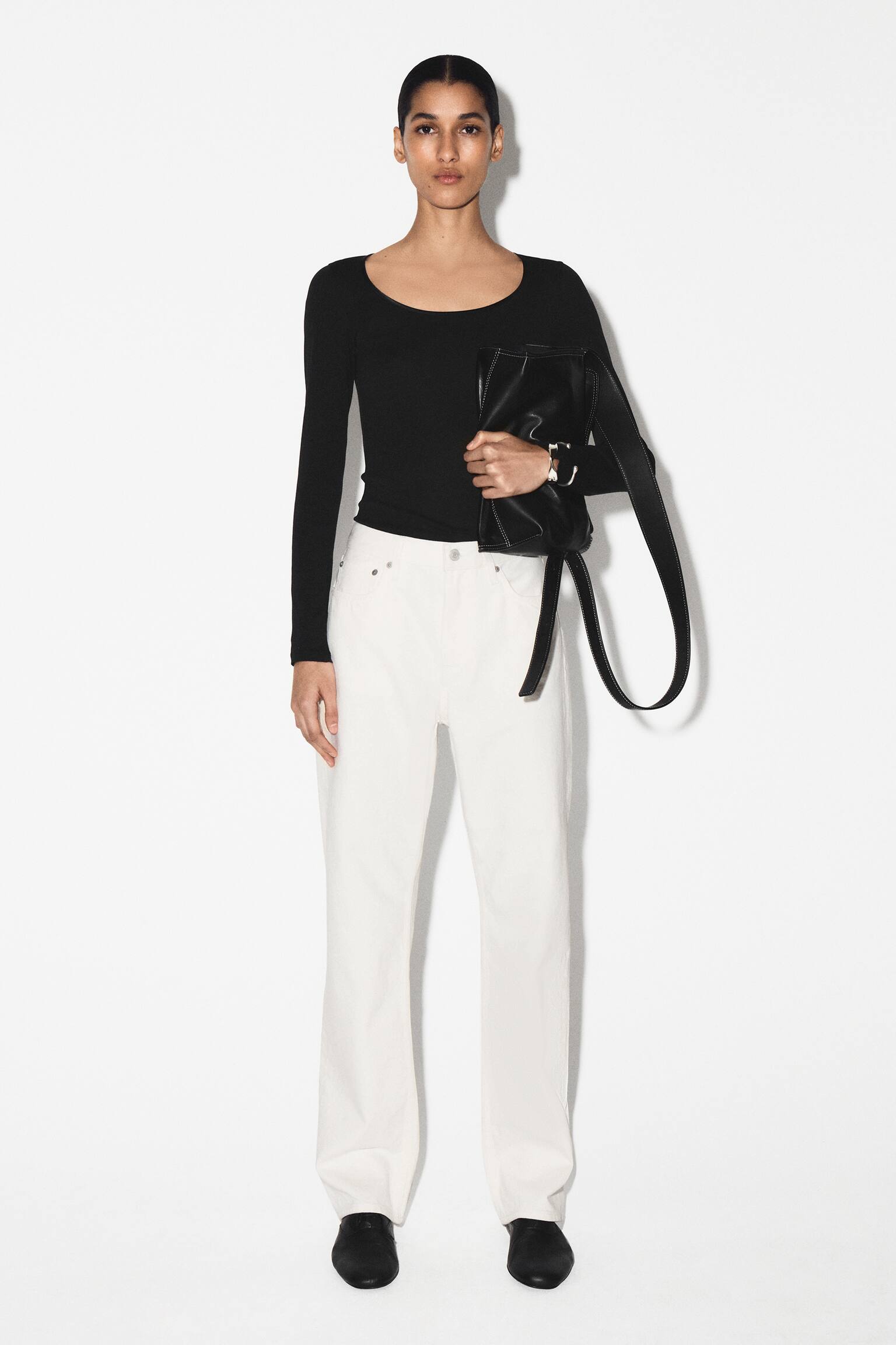 SATIN-TRIMMED COTTON-JERSEY LONG-SLEEVED TOP - 9