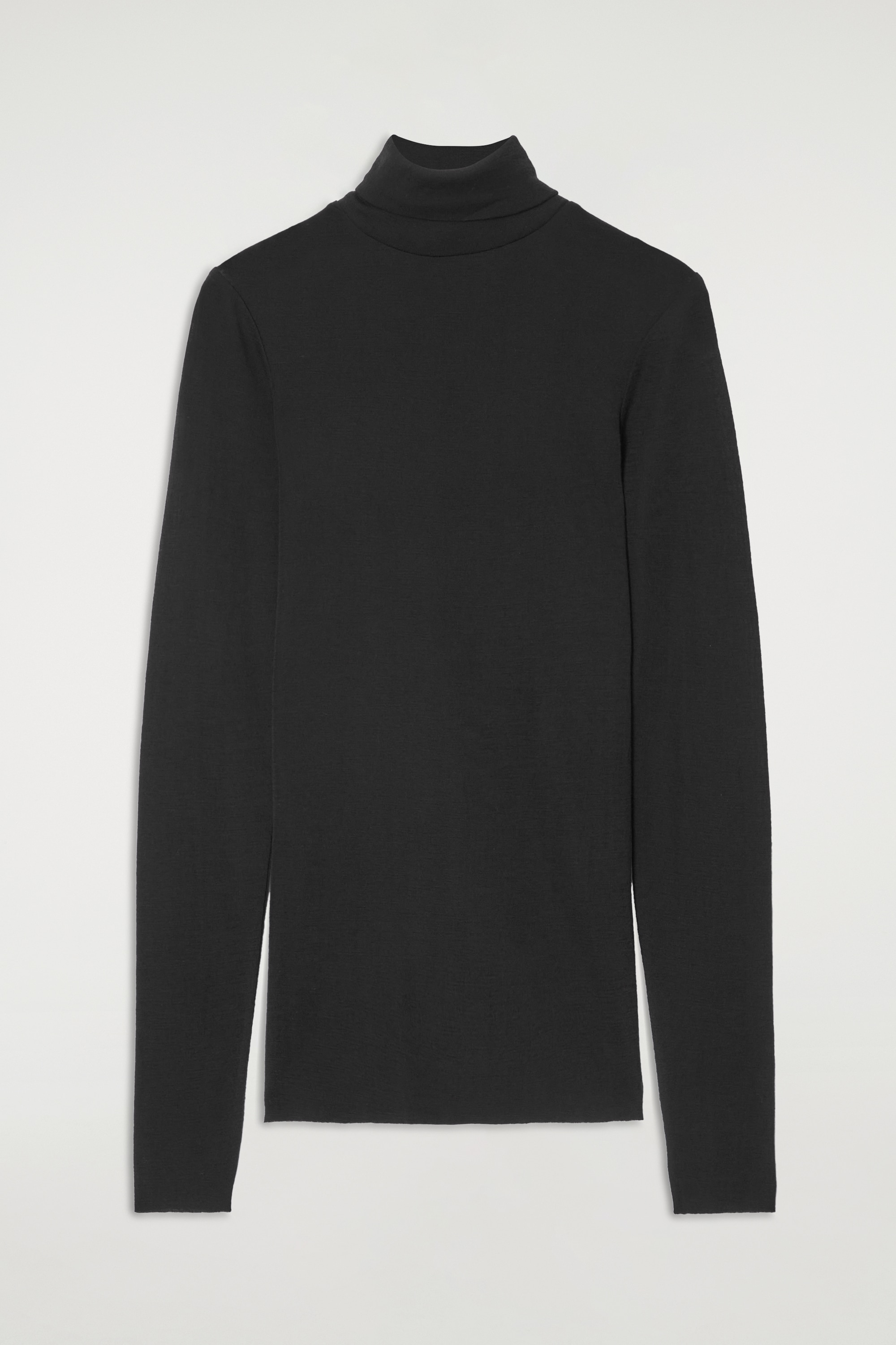 MERINO WOOL TURTLENECK TOP - BLACK/ORANGE