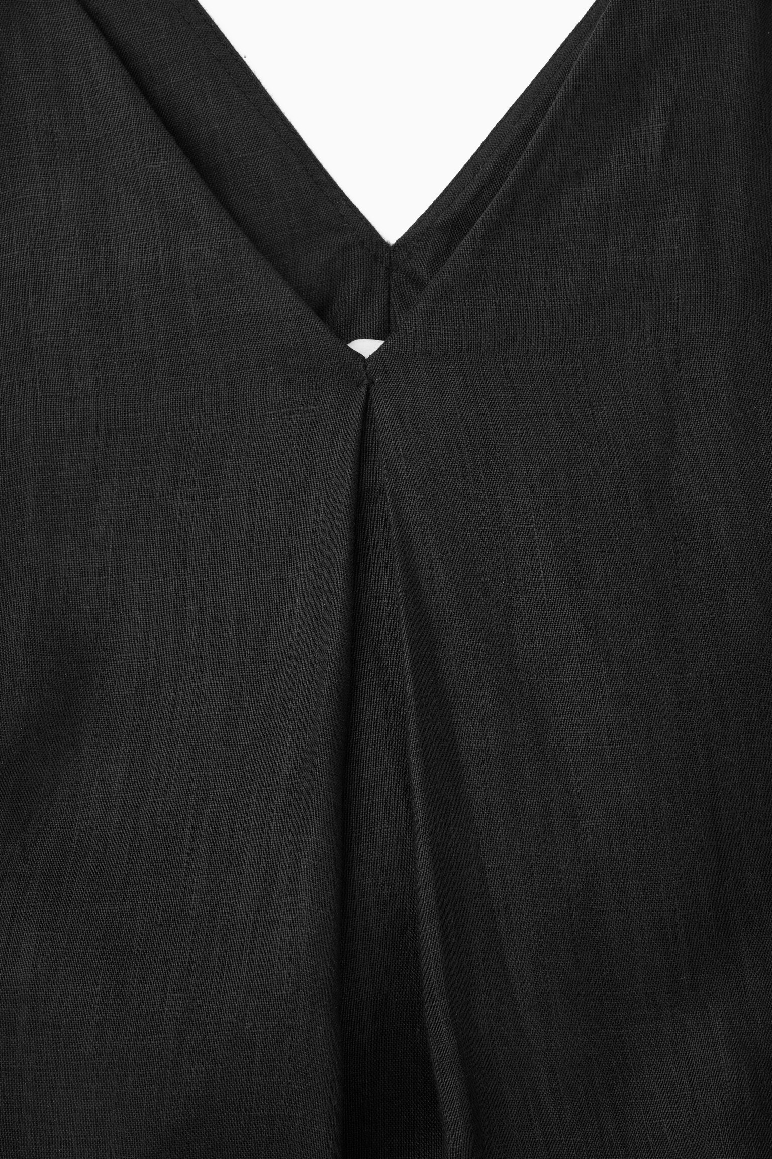 MIDIKLEID MIT V-AUSSCHNITT UND FALTEN - SCHWARZ - 2