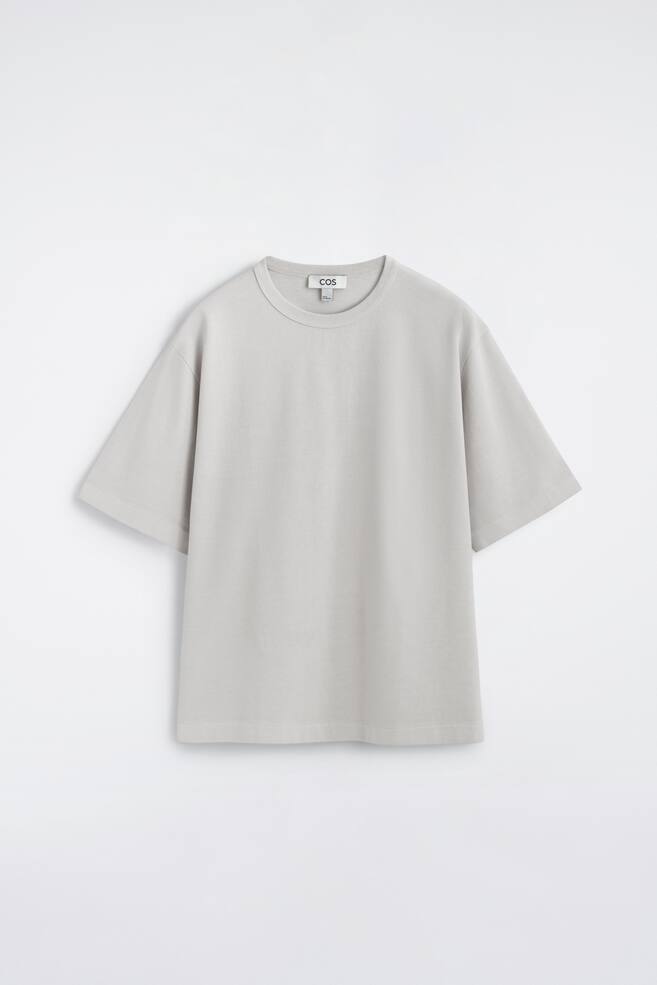 LOCKERES T-SHIRT AUS VORGEWASCHENER BAUMWOLLE - HELLBLAU/ANTHRAZIT - 1