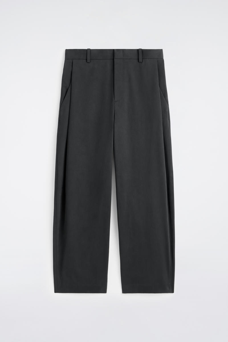 Wide-Leg Pleated Cotton Trousers