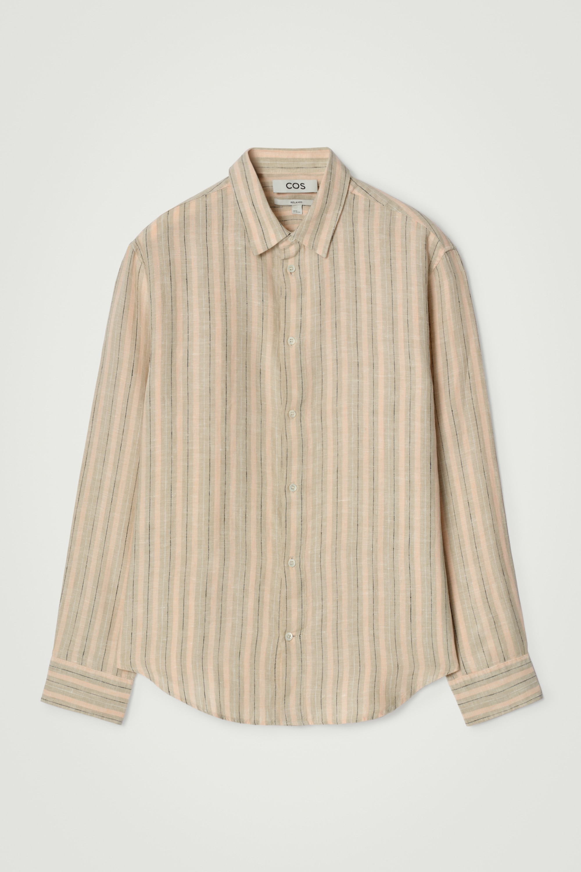 RELAXED LINEN SHIRT - APRICOT / STRIPED/WHITE/BEIGE / STRIPED/NAVY/LIGHT BLUE/BROWN/BLACK