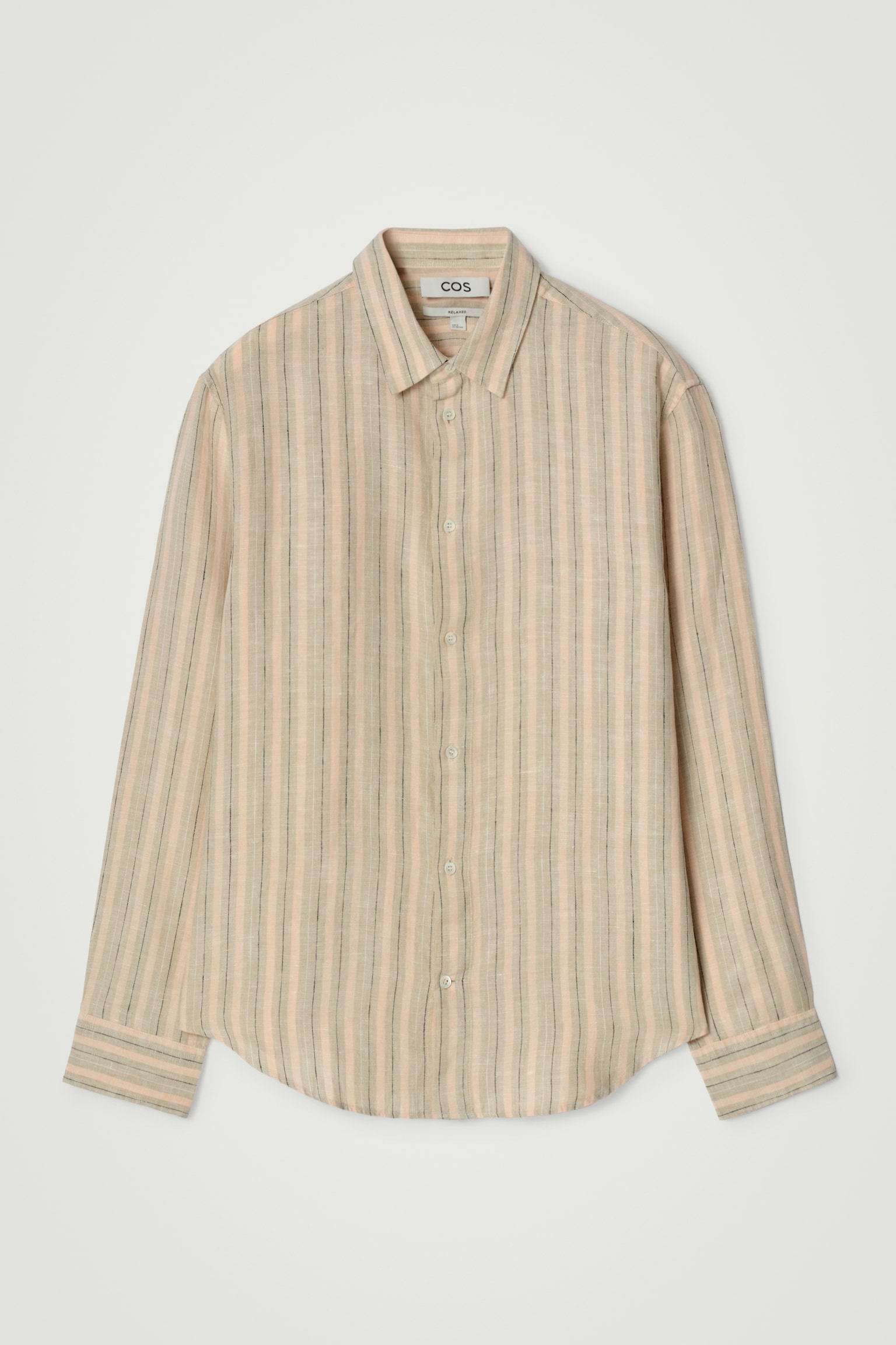 CAMISA DE LINO RELAXED FIT - ALBARICOQUE / RAYAS/BEIGE/RAYAS/BLANCO/AZUL MARINO/TOPO - 1