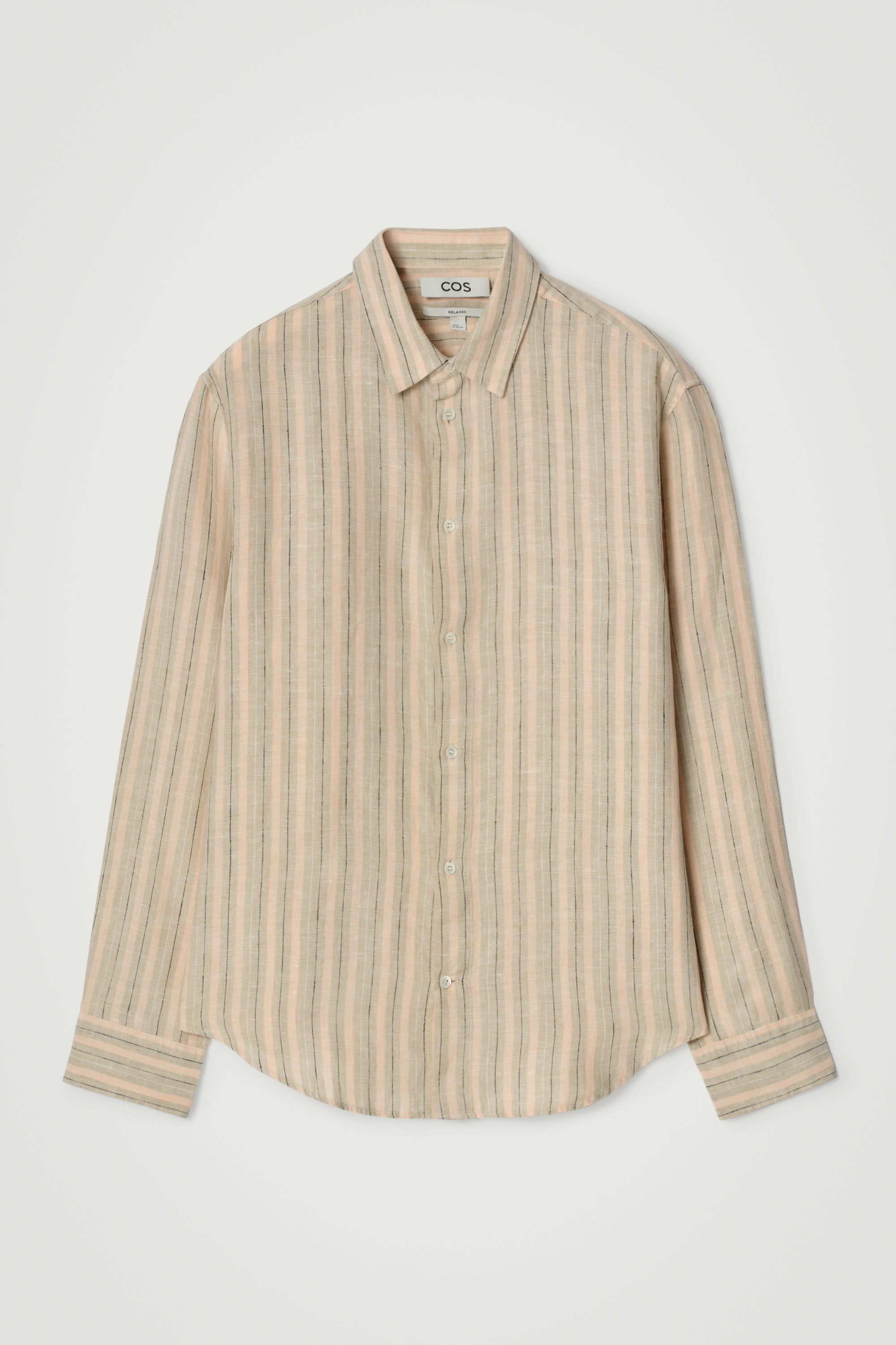 RELAXED LINEN SHIRT - APRICOT / STRIPED | COS