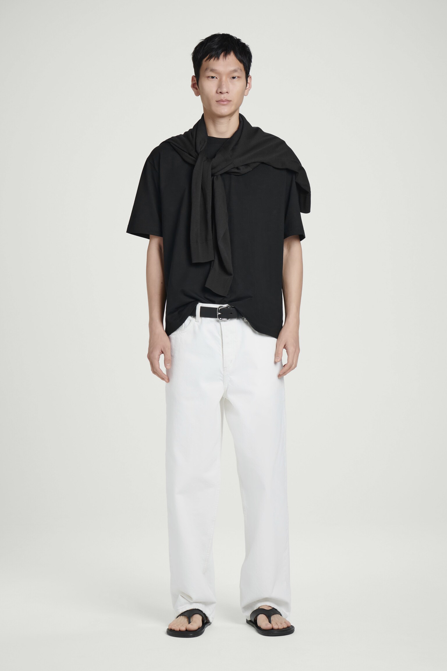 RELAXED LIGHTWEIGHT COTTON T-SHIRT - BLACK/NAVY/BLUE/DARK BLUE/WHITE/WHITE/LIGHT GREY/GREEN/BLUE - 4