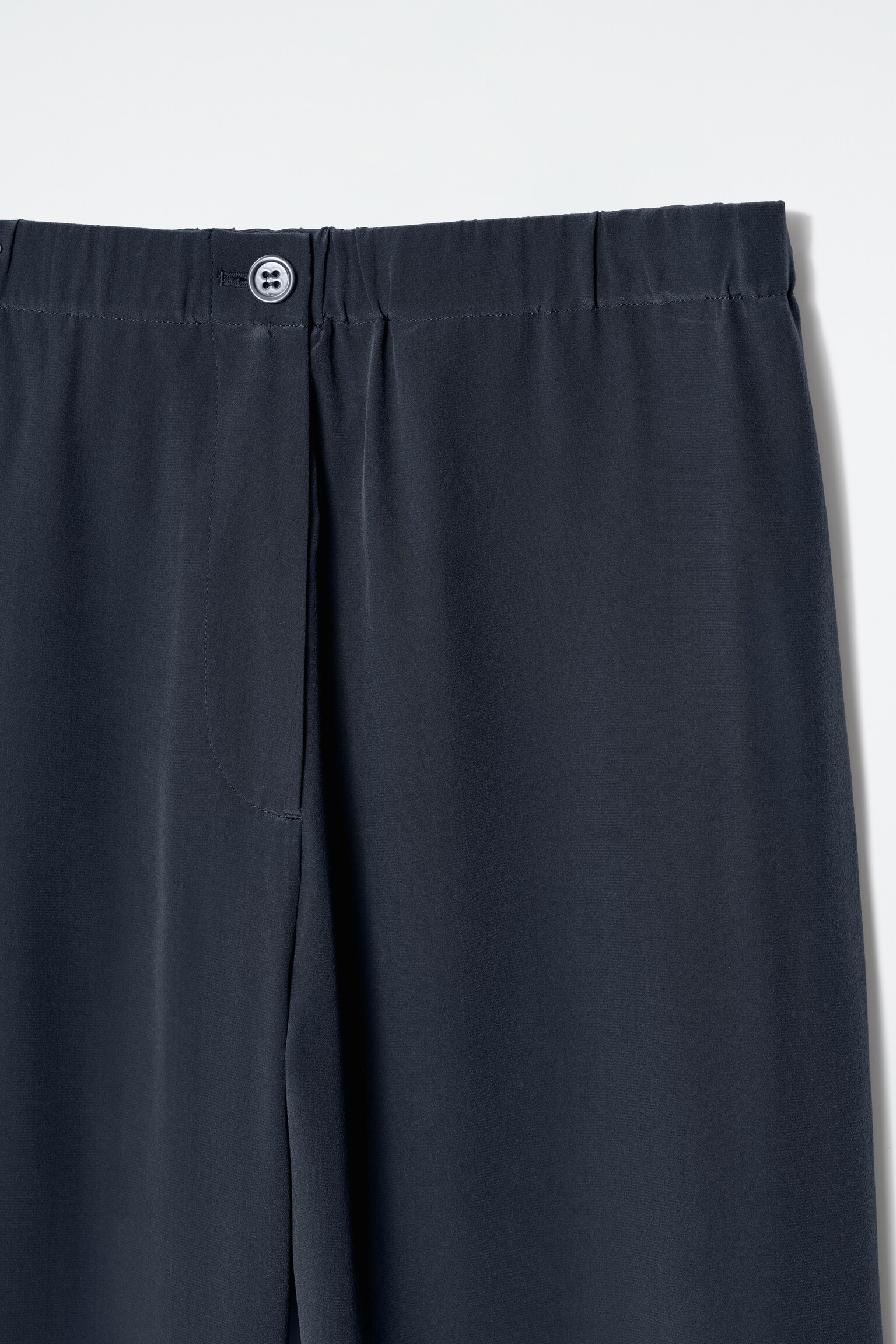 PANTALON DÉCONTRACTÉ EN SOIE - BLEU MARINE/BRUN - 5
