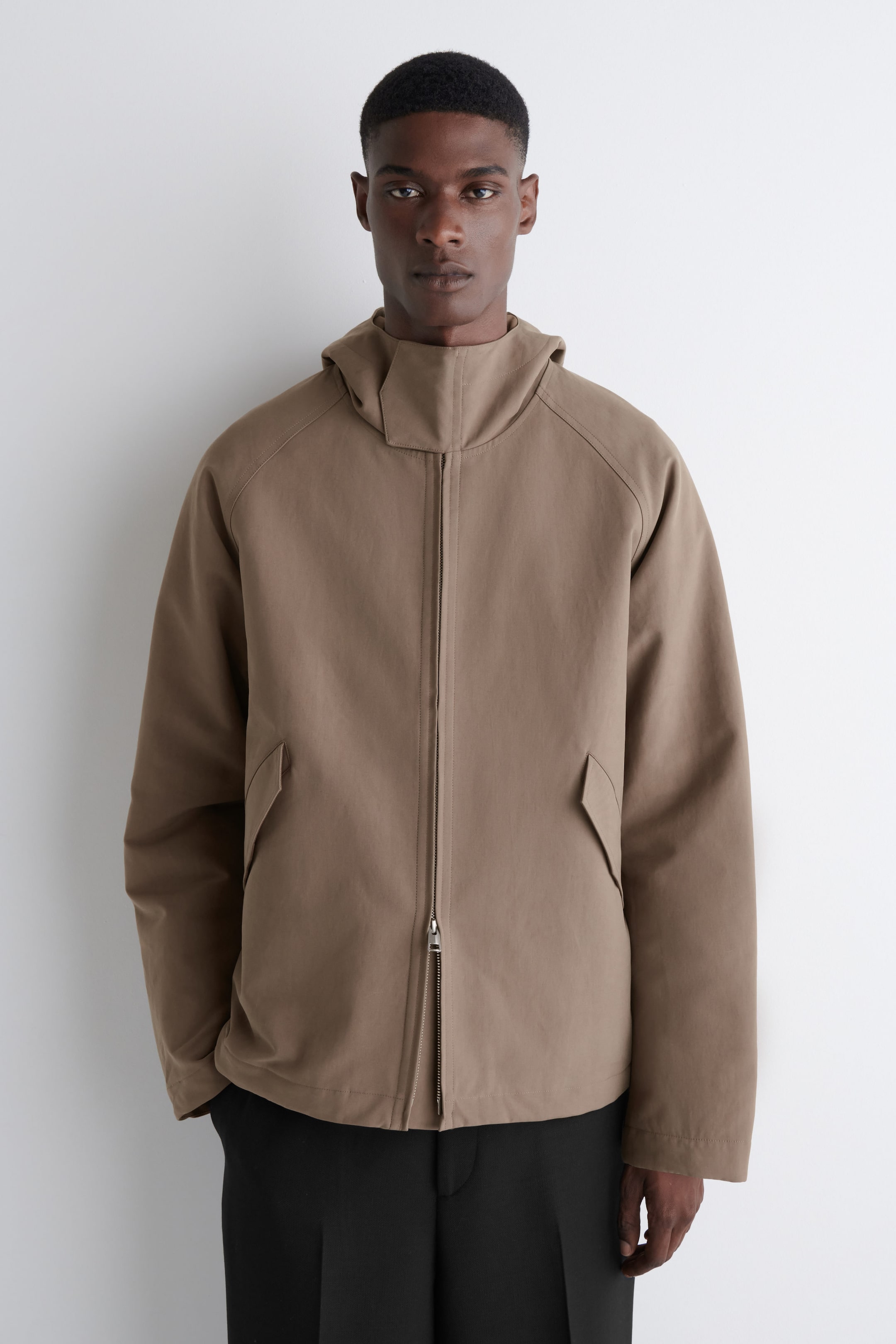 TECHNICAL COTTON HOODED JACKET