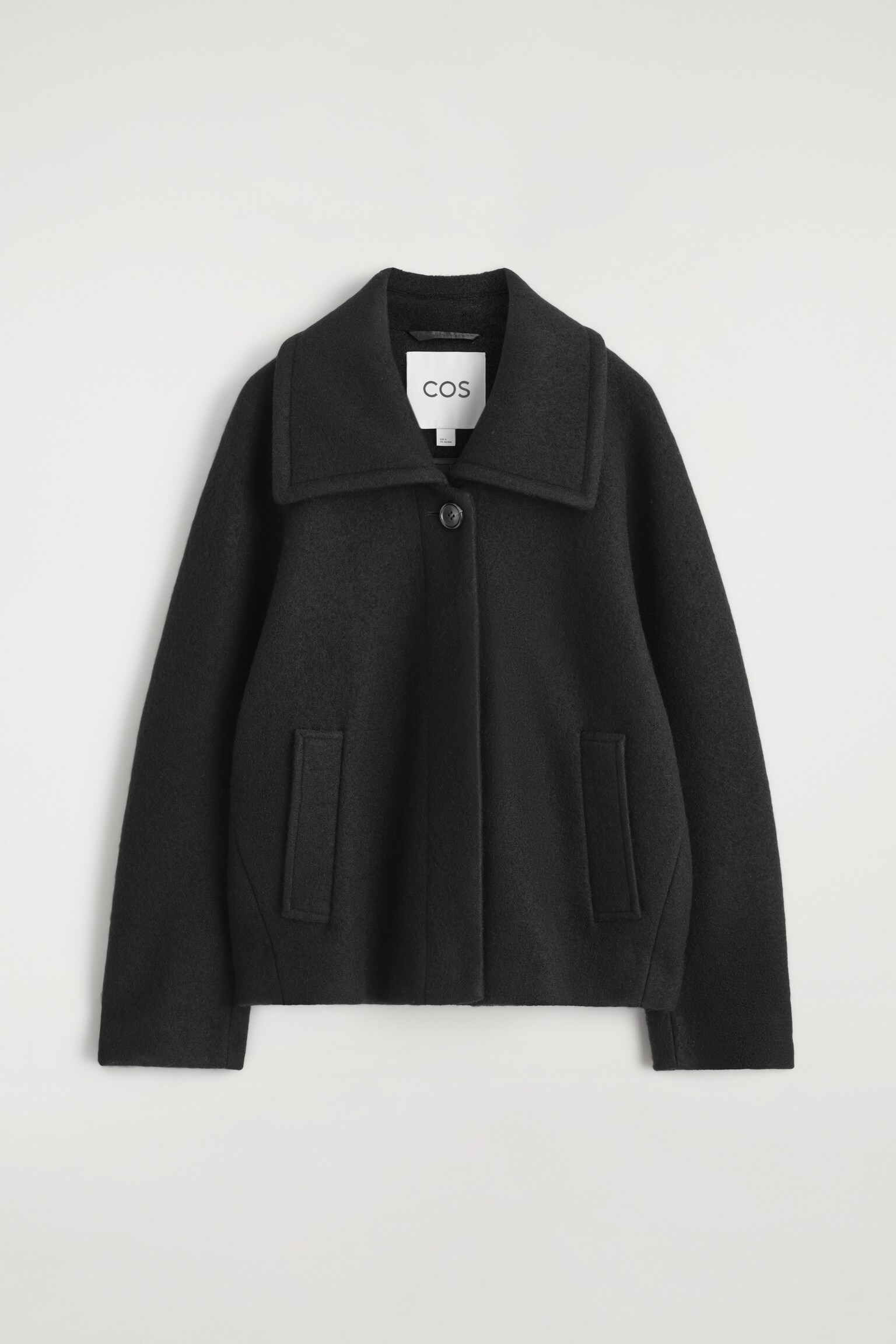 VESTE COURTE OVERSIZE EN LAINE BOUILLIE - NOIR - 2