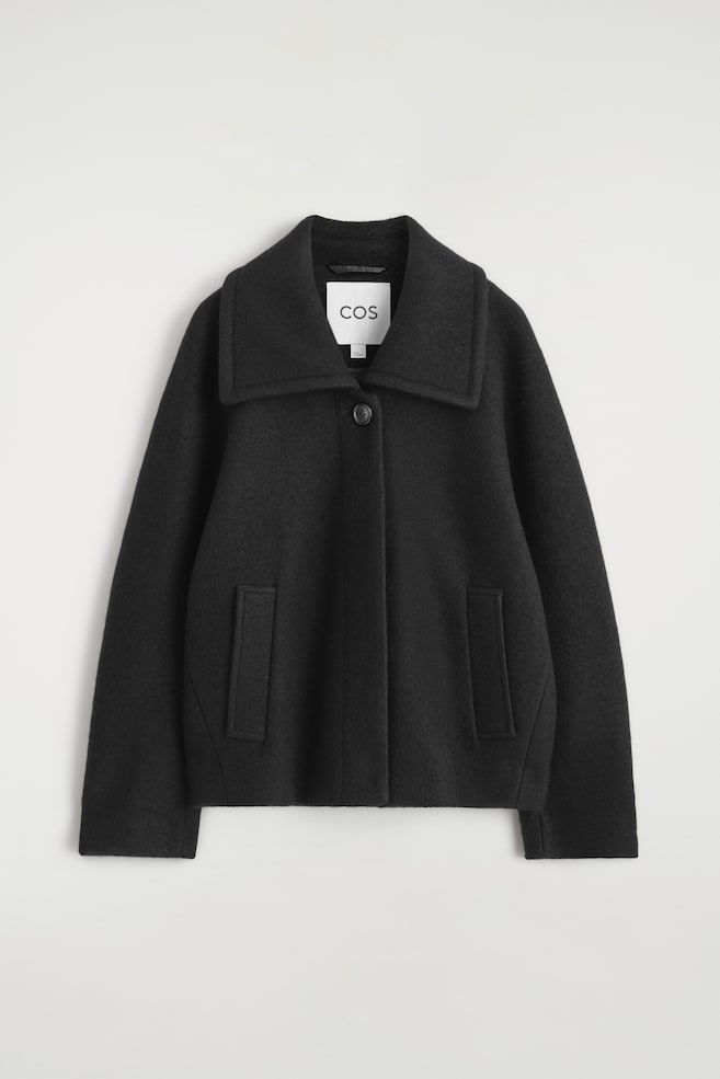 OVERSIZED-KURZJACKE AUS KOCHWOLLE - SCHWARZ - 1