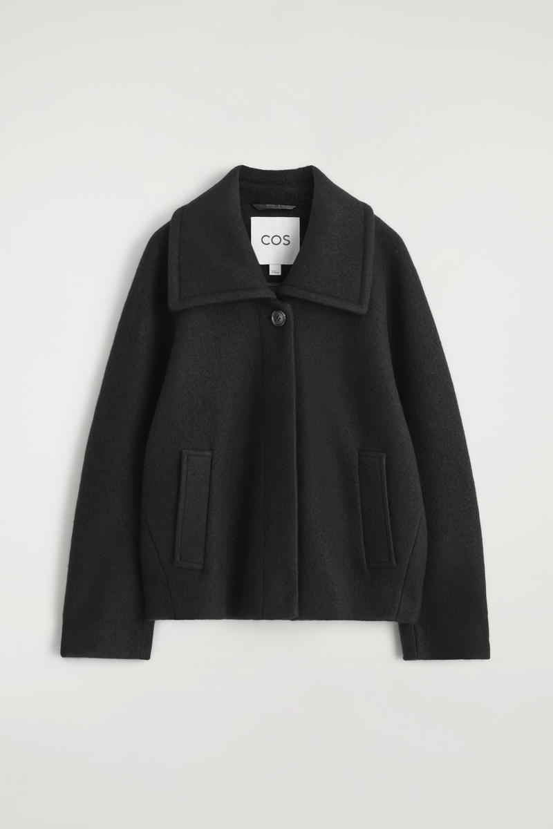Cos Oversized Boiled-wool Jacket In Black