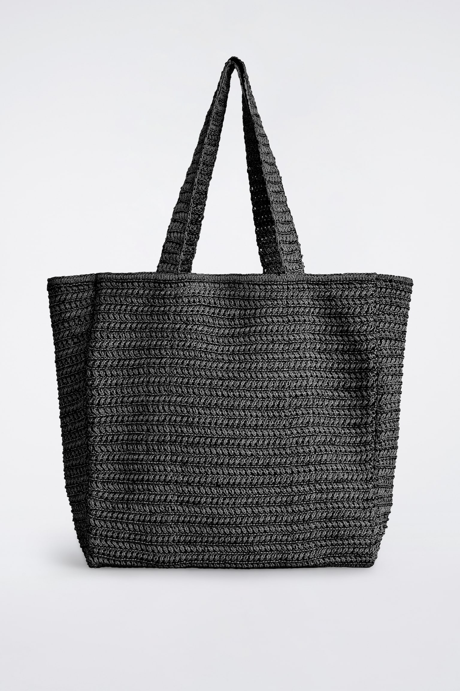 GEANTĂ TOTE TRICOTATĂ - NEGRU / ALB - 1