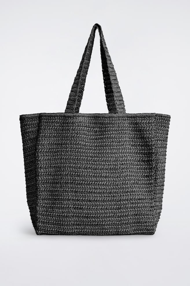KNITTED TOTE BAG - BLACK / WHITE - 1
