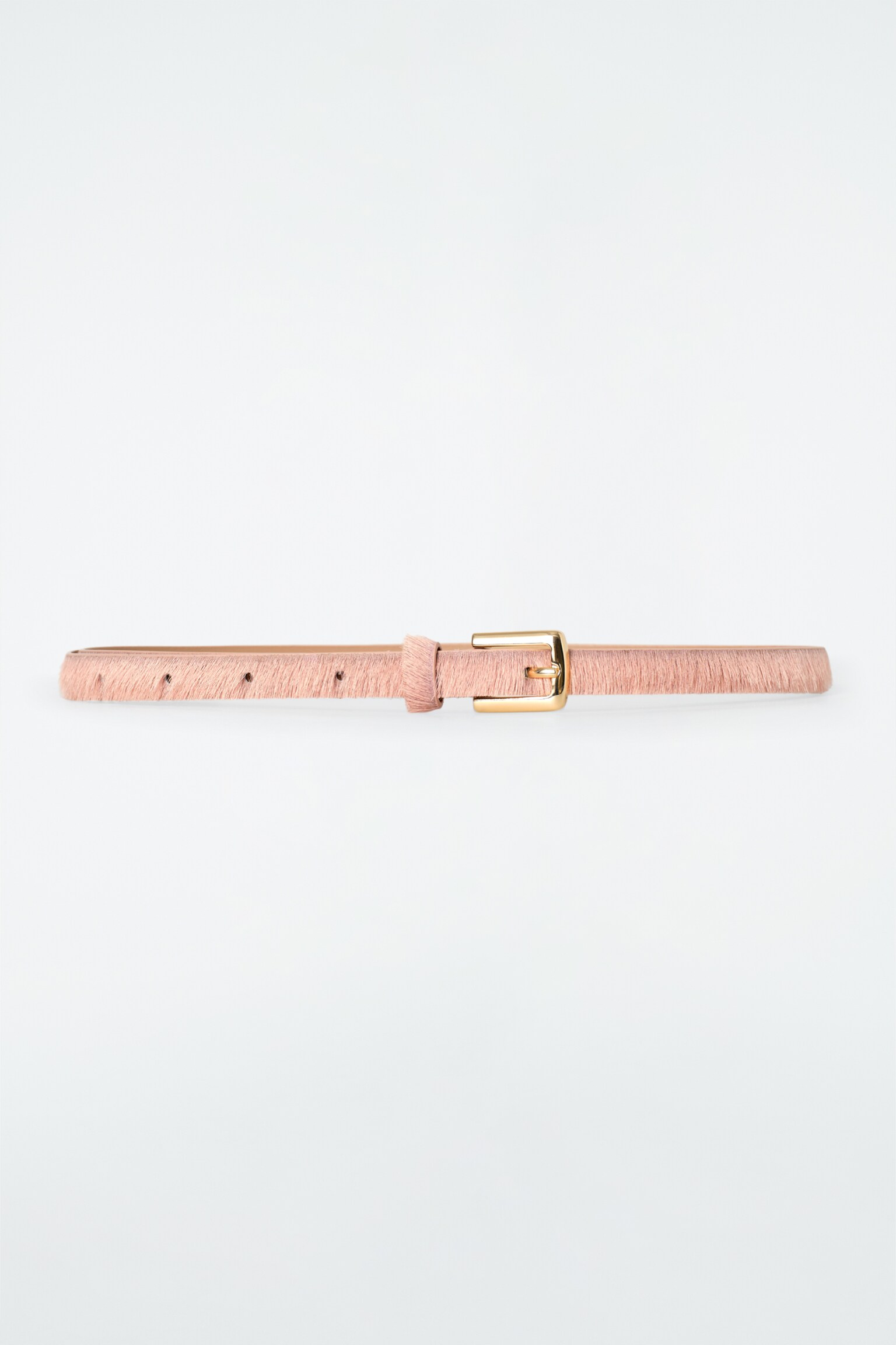 CEINTURE FINE EN CUIR FAÇON POILS DE PONEY - ROSE - 2