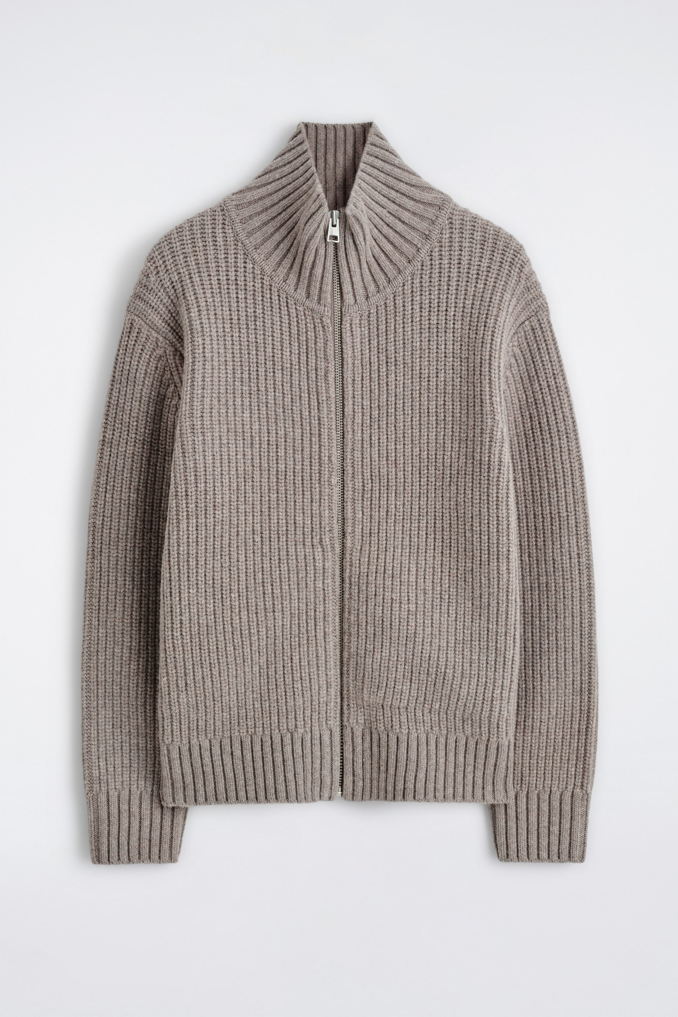 FUNNEL-NECK KNITTED WOOL JACKET