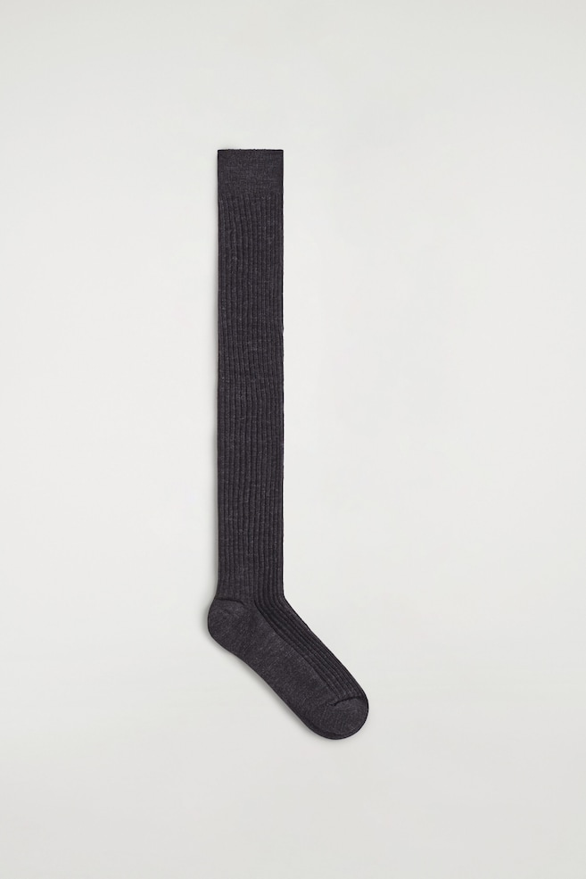 LONG WOOL BOOT SOCKS — CHARCOAL MÉLANGE
