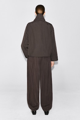NYLON mock-NECK JACKET — BROWN 5