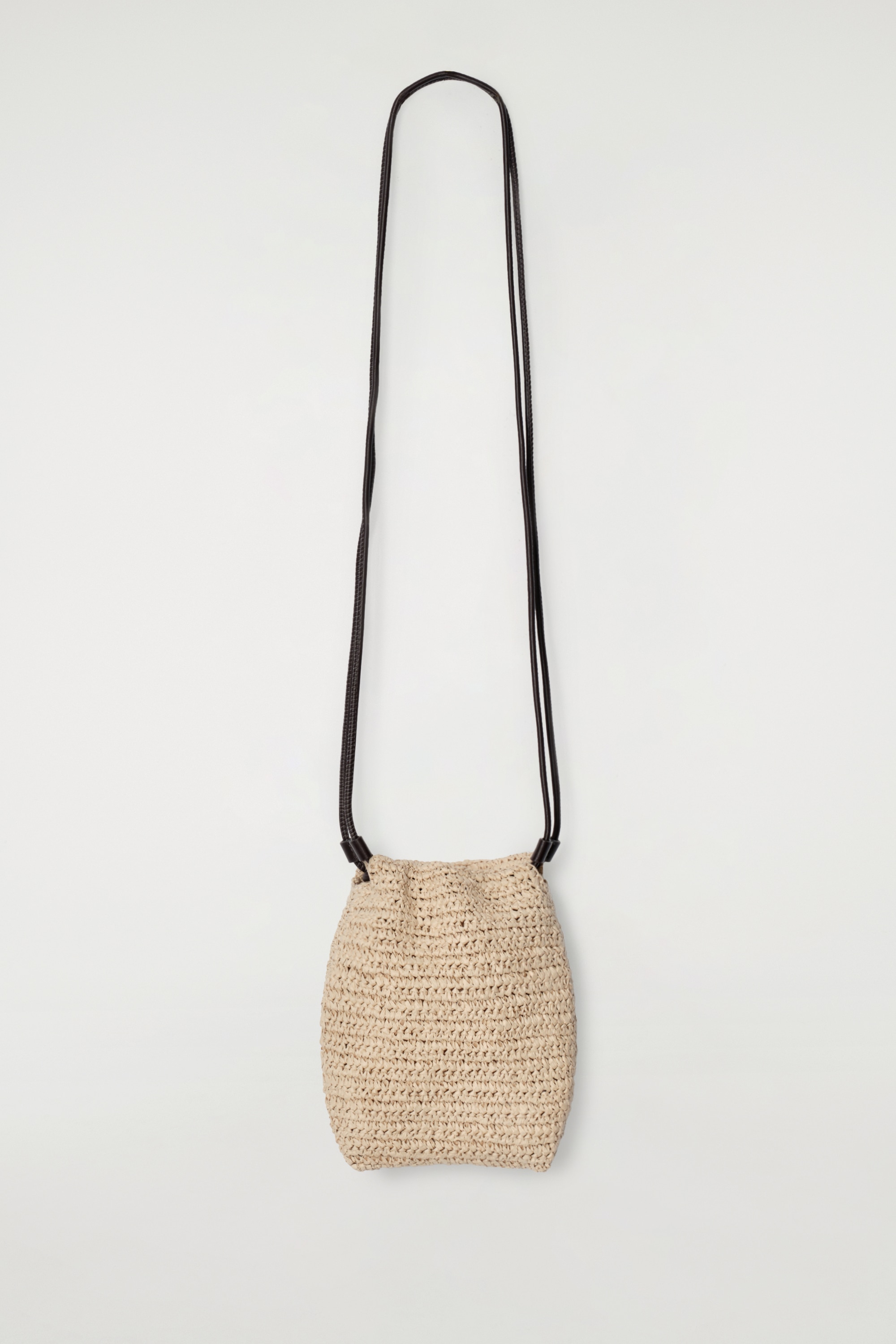 ÉTUI DE TÉLÉPHONE À CORDON DE SERRAGE - PAILLE - BEIGE/NOIR