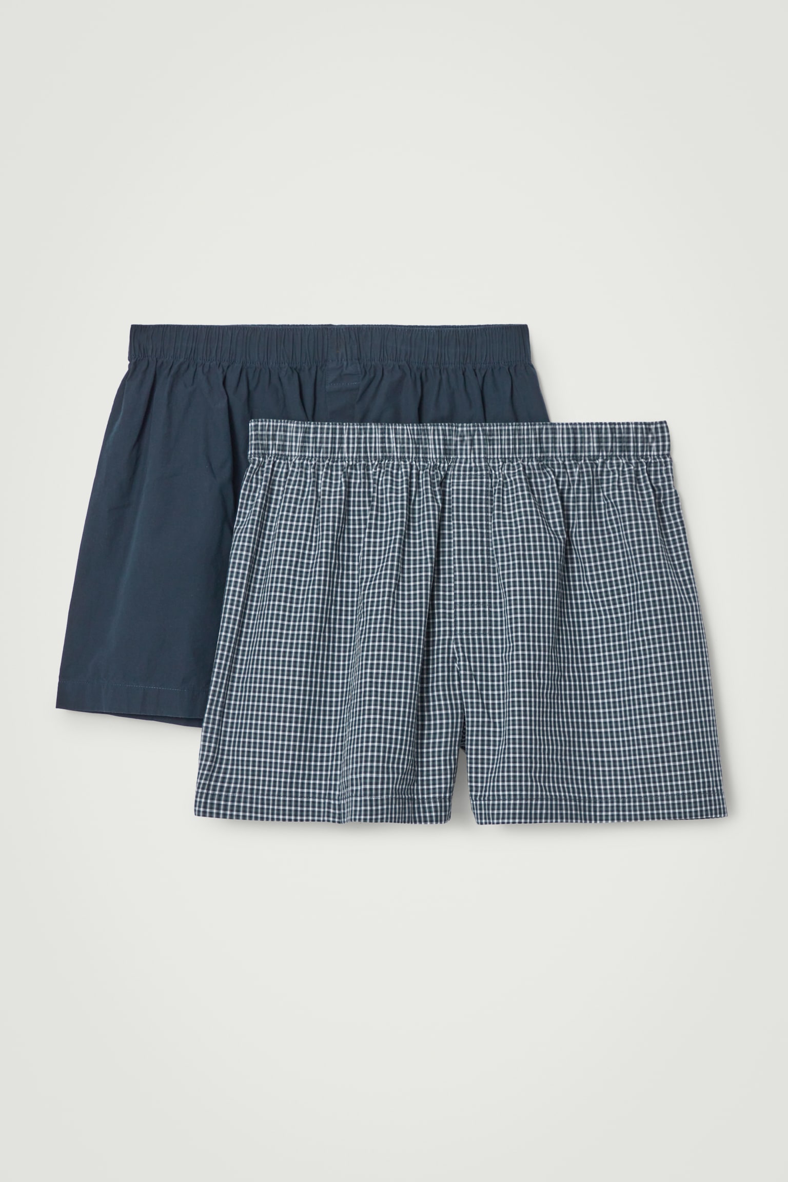 2ER-PACK BOXERSHORTS AUS BAUMWOLLE - NAVYBLAU/KARIERT/HELLBLAU/NAVYBLAU