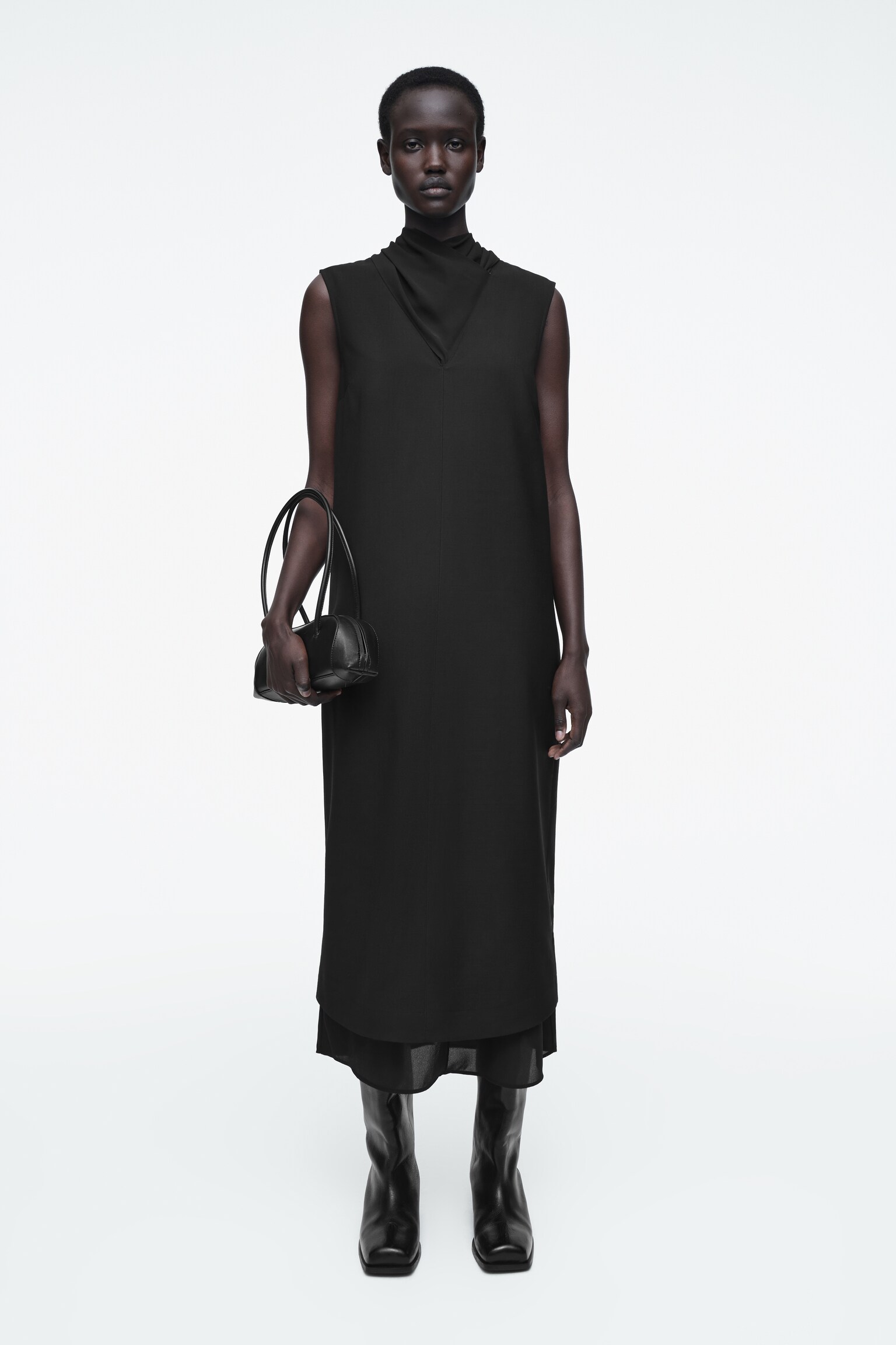 ROBE EN LAINE SUPERPOSÉE - NOIR