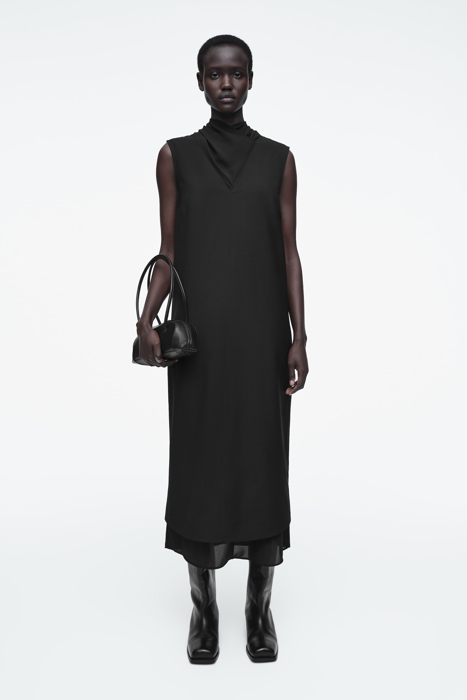 ROBE EN LAINE SUPERPOSÉE - NOIR