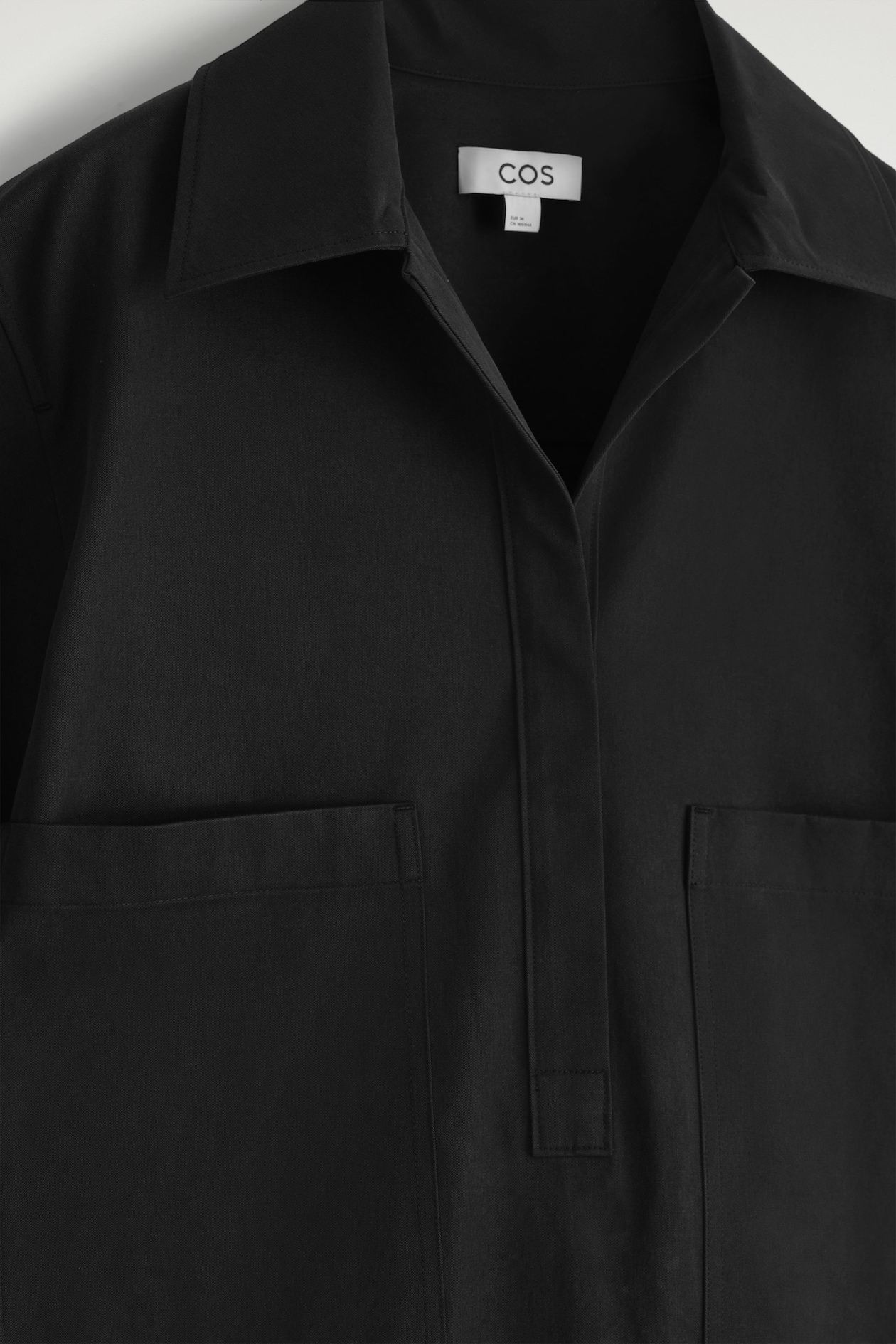 UTILITY MINI SHIRT DRESS — BLACK
