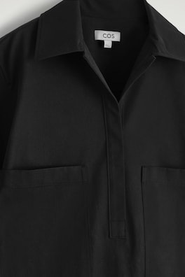 UTILITY MINI SHIRT DRESS — BLACK 2