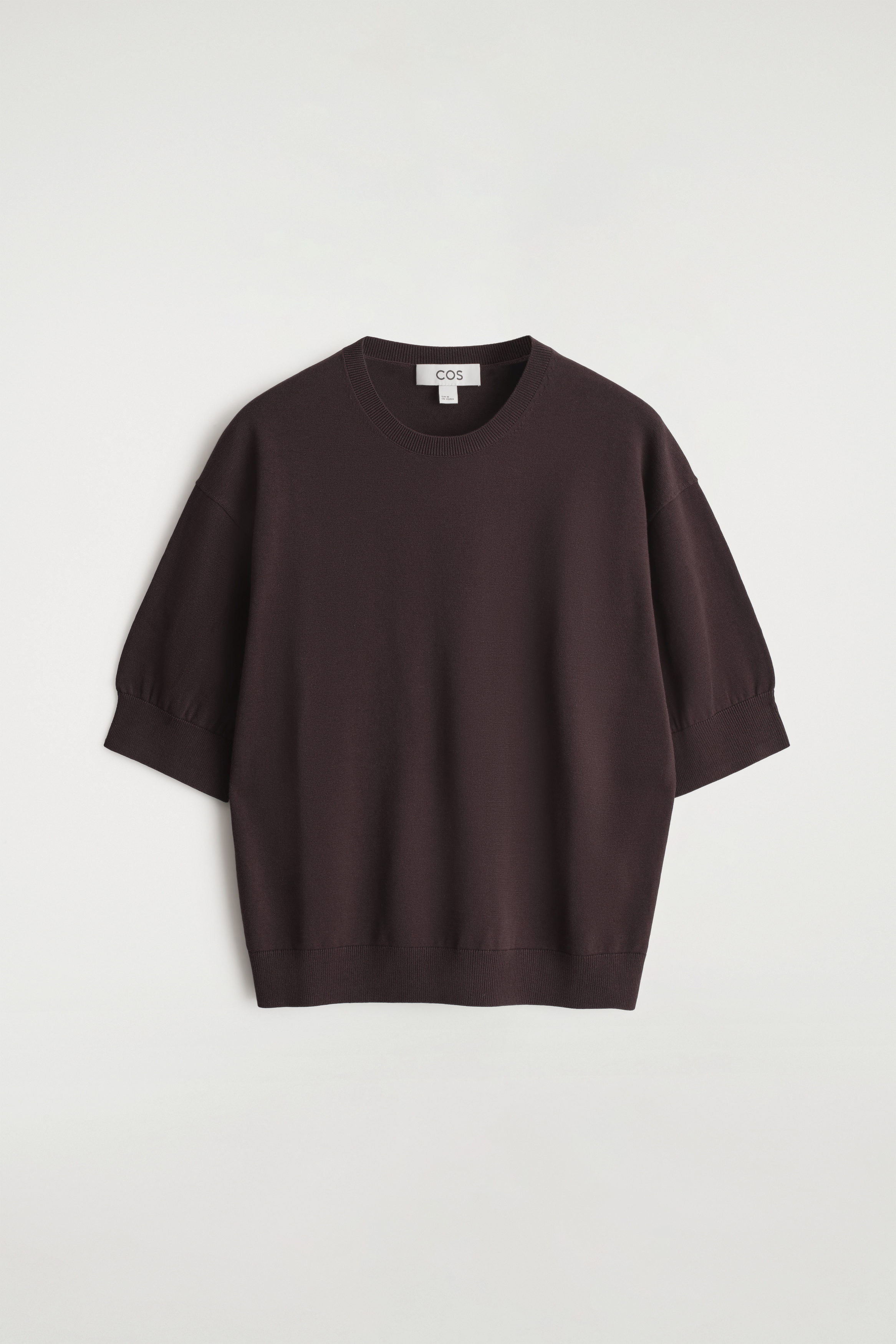 KNITTED COTTON T-SHIRT - DARK BROWN | COS CA