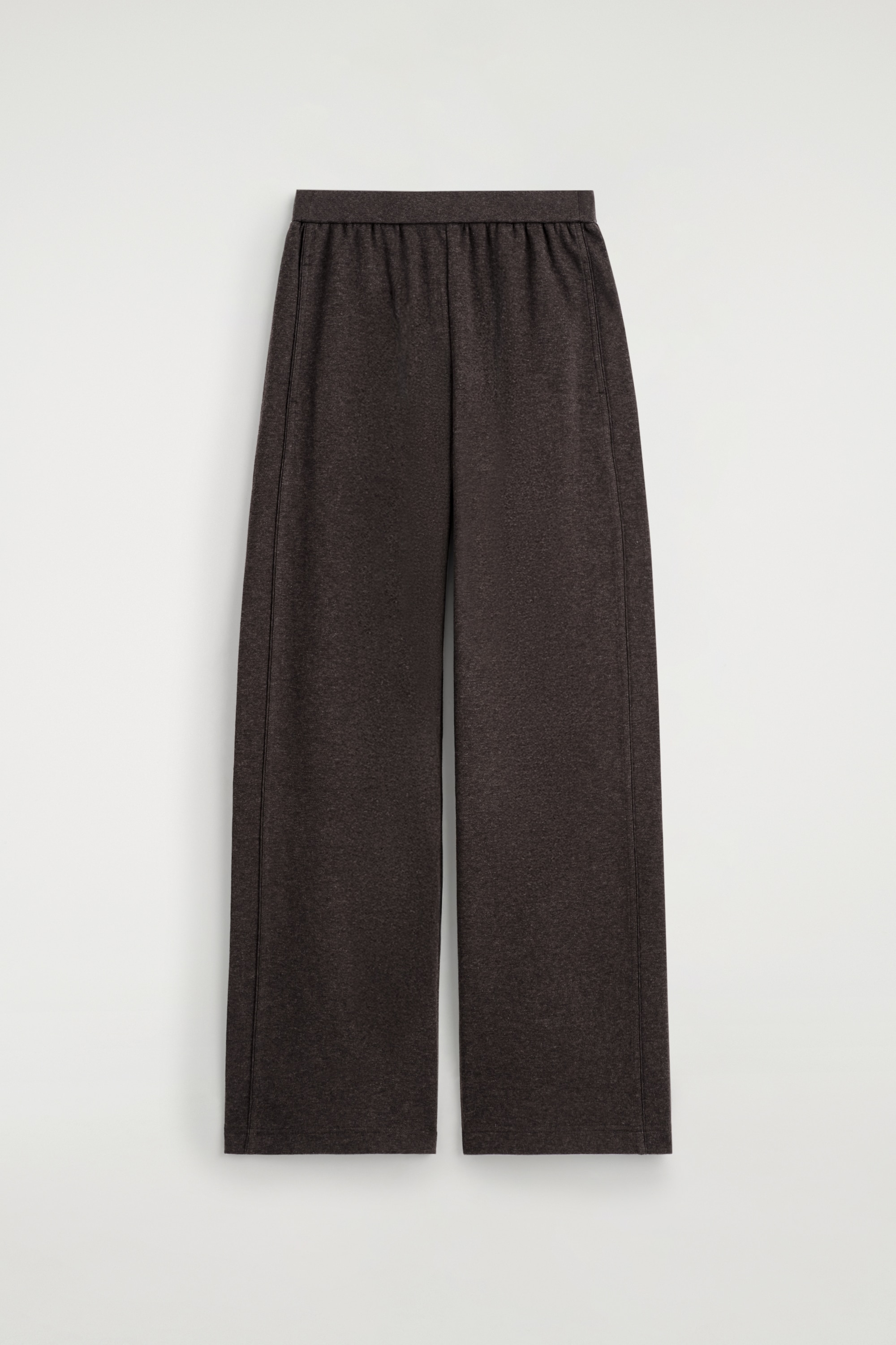 WIDE-LEG COTTON JOGGERS - DARK BROWN/GREY MÉLANGE
