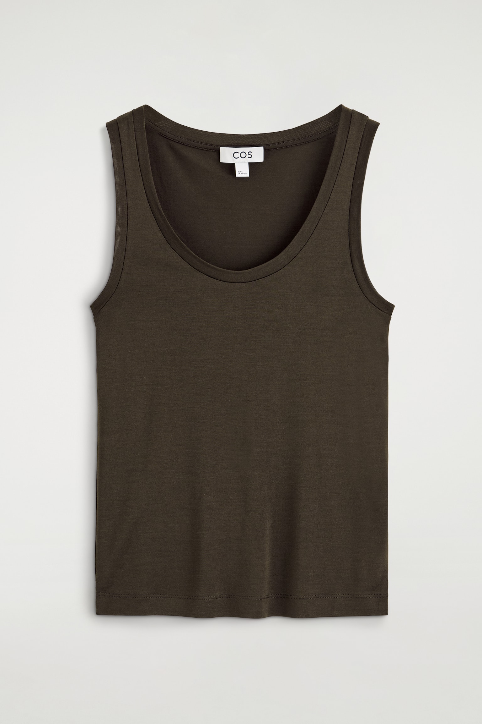 SCOOP-NECK SILK-JERSEY TANK TOP - חום/כחול נייבי - 1