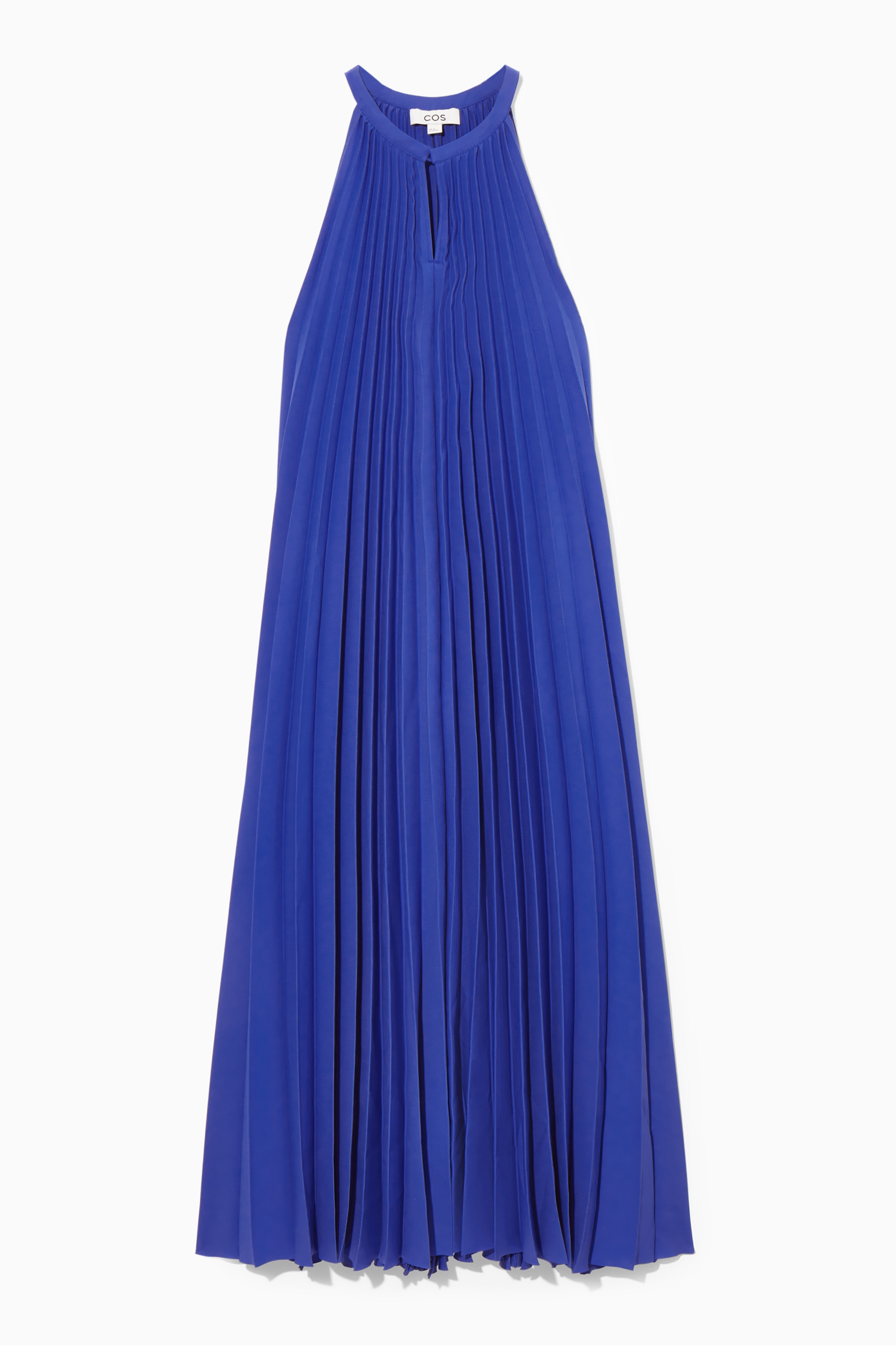 h&m pleated dress blue Women's HALTERNECK MIDI SIZE:34 flared skirt with an teranicouture 90s Slip Dress Black