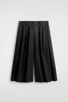 PLEATED COTTON CULOTTES — BLACK 5