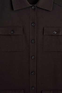 POCKET-DETAIL KNITTED COTTON MINI DRESS — DARK BROWN 5
