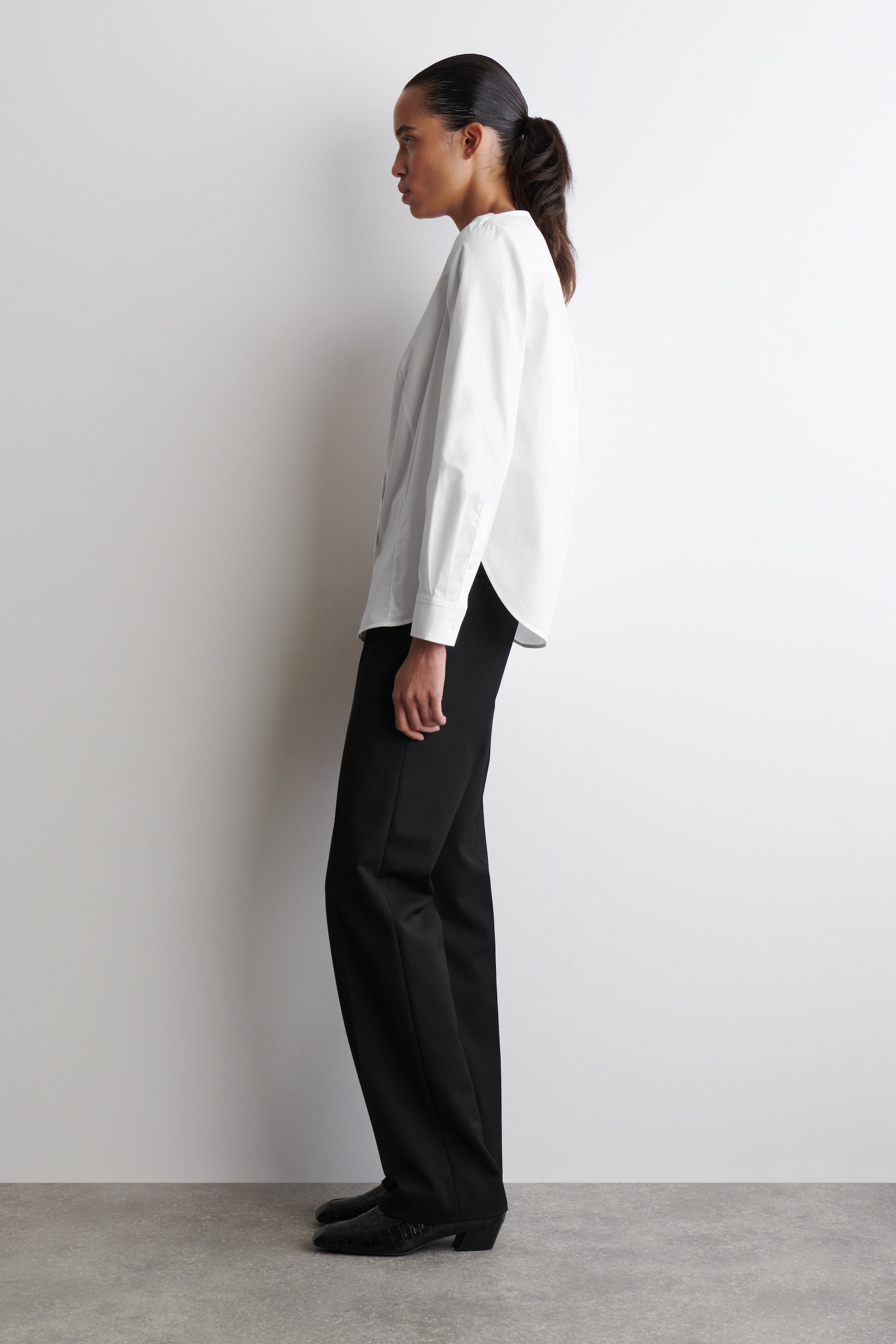 CHEMISE À COL BATEAU EN COTON - BLANC - 4