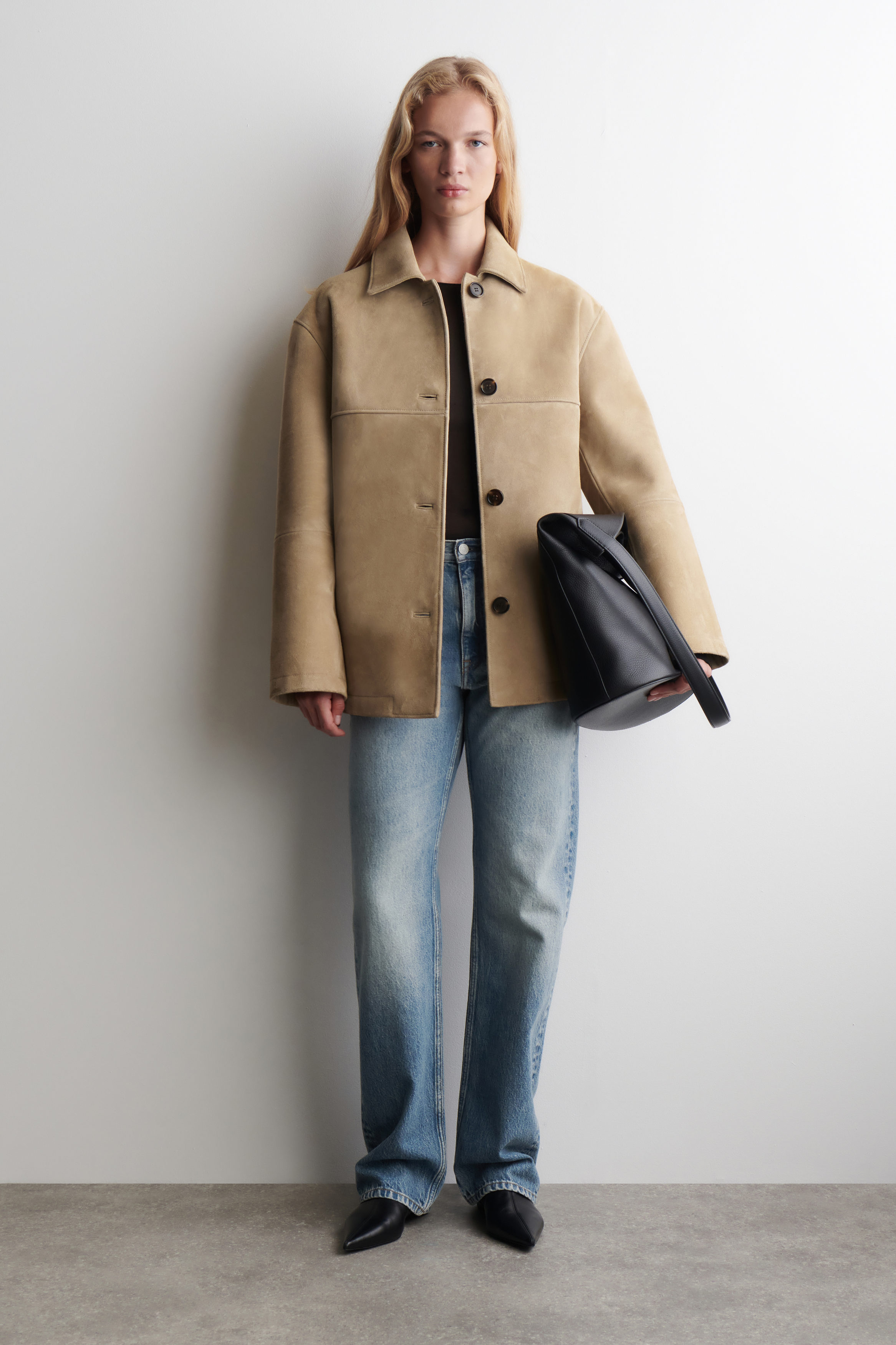 COLLARED SUEDE JACKET - SAND | COS