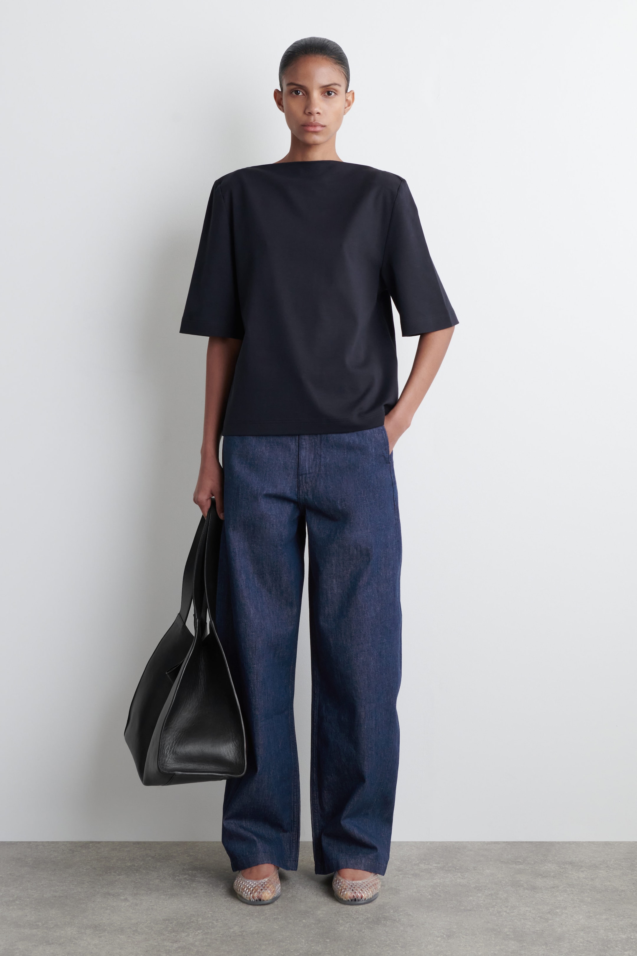 BOAT-NECK COTTON T-SHIRT