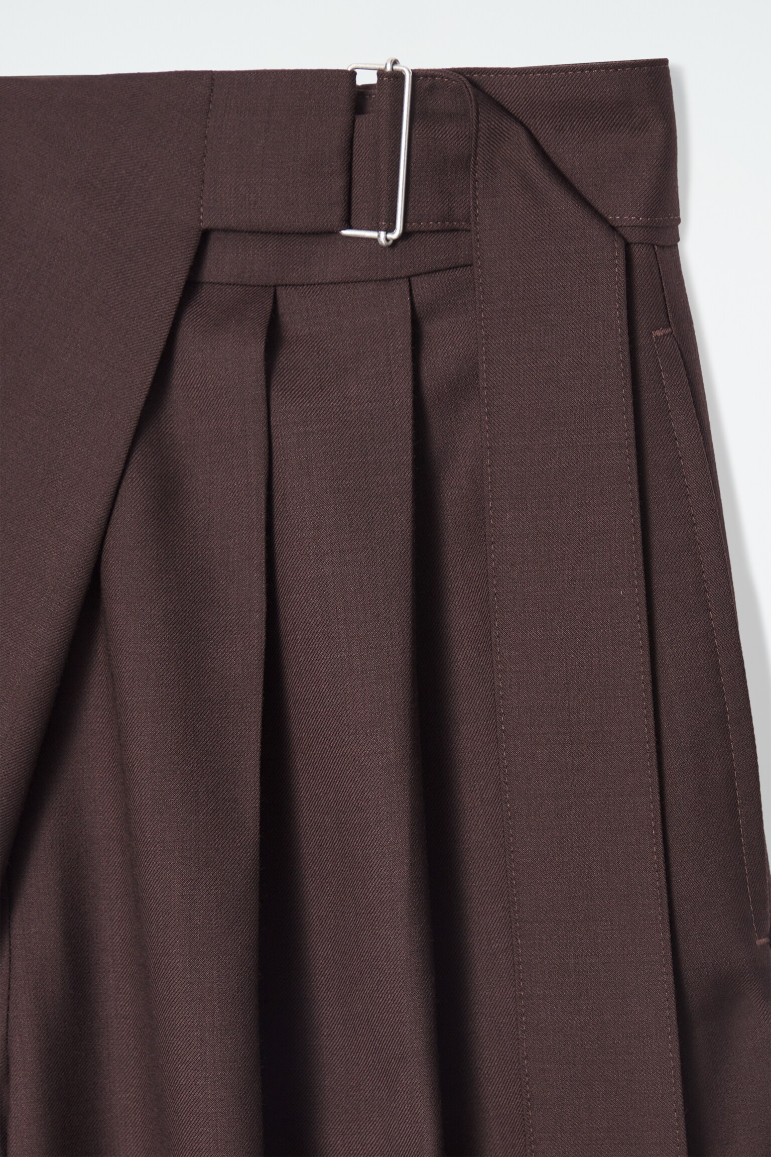 RELAXED BELTED WRAP-FRONT WOOL TROUSERS - DARK RED/BLACK - 2