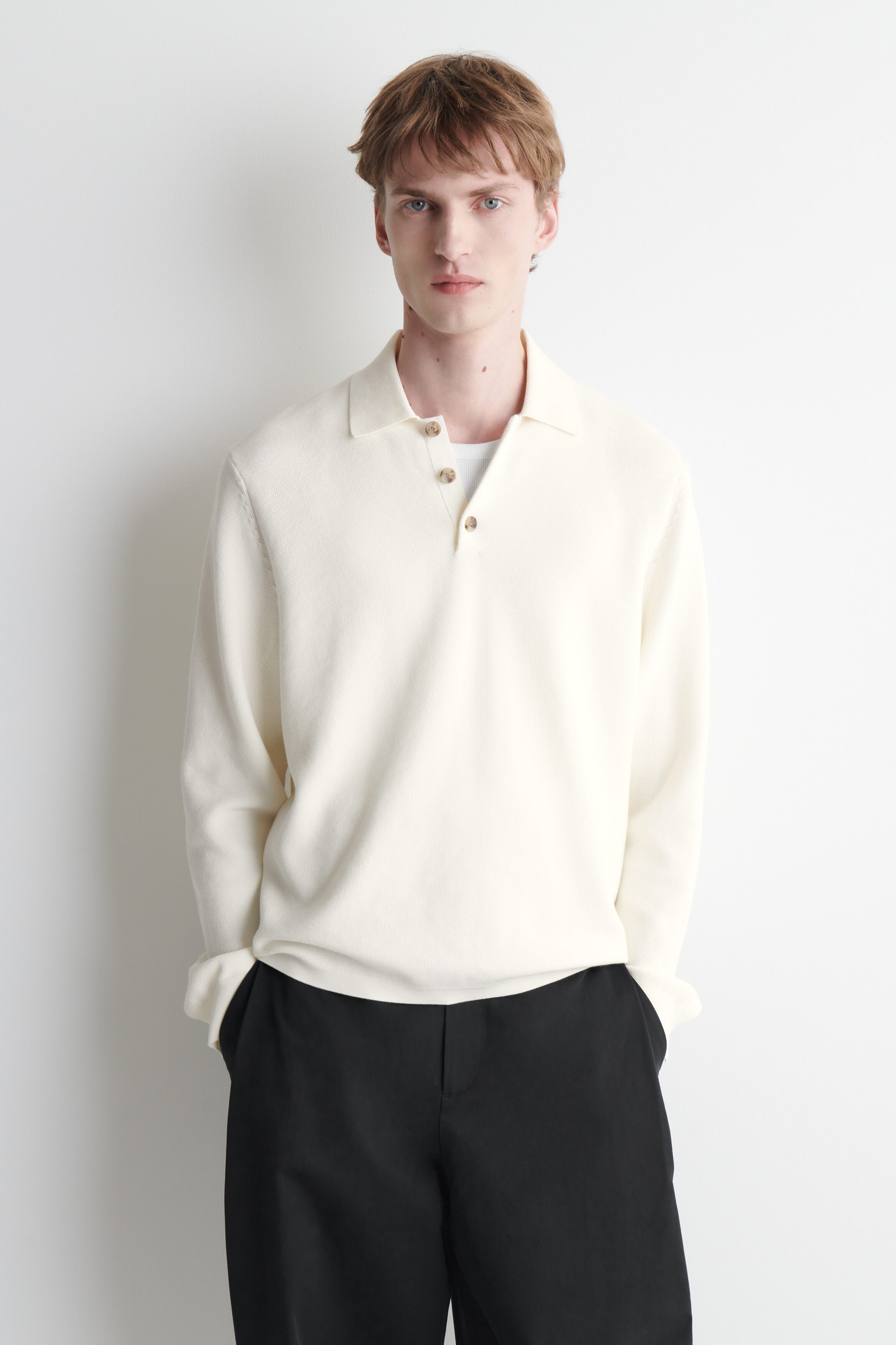 HONEYCOMB-KNIT POLO SHIRT - thumbnail 7