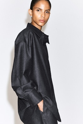 WING-COLLAR WOOL-FLANNEL SHIRT — SLATE 4