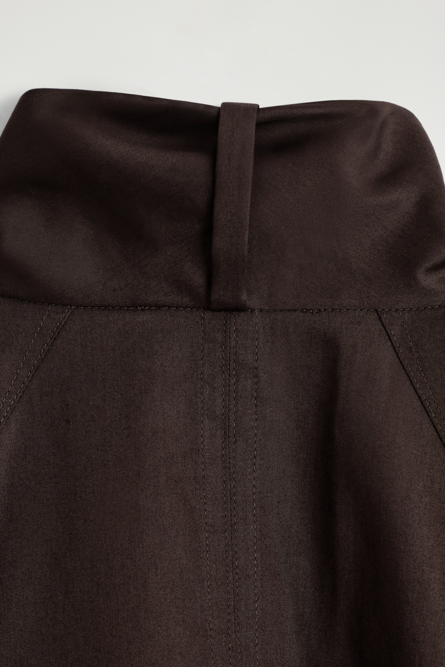 SHAWL-COLLAR COTTON BLOUSE - DARK BROWN/OFF-WHITE - 5