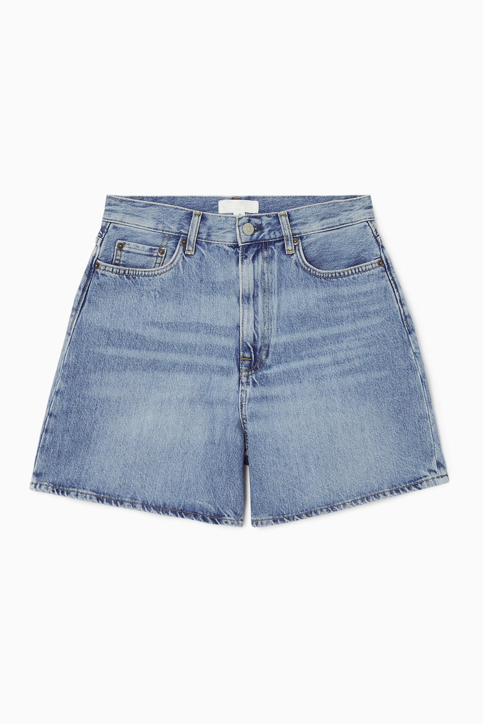 HIGH-RISE DENIM SHORTS - LIGHT BLUE/WASHED BLUE/INDIGO