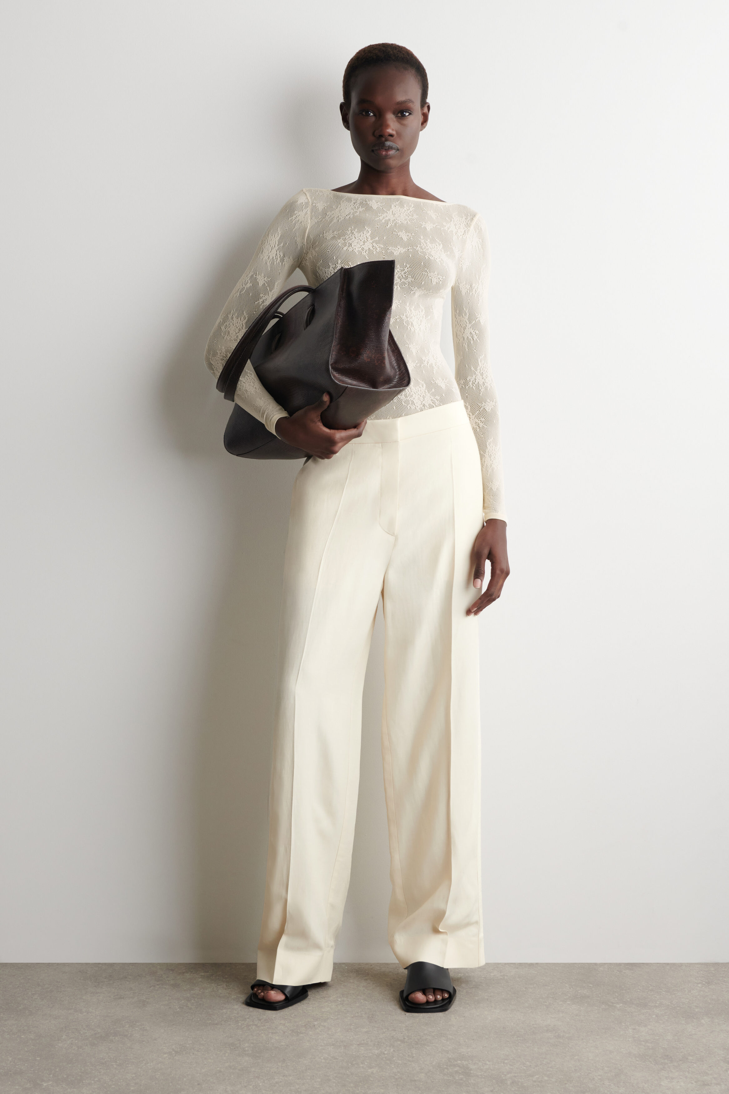 FLORAL-JACQUARD LACE TOP - CREAM | COS CA