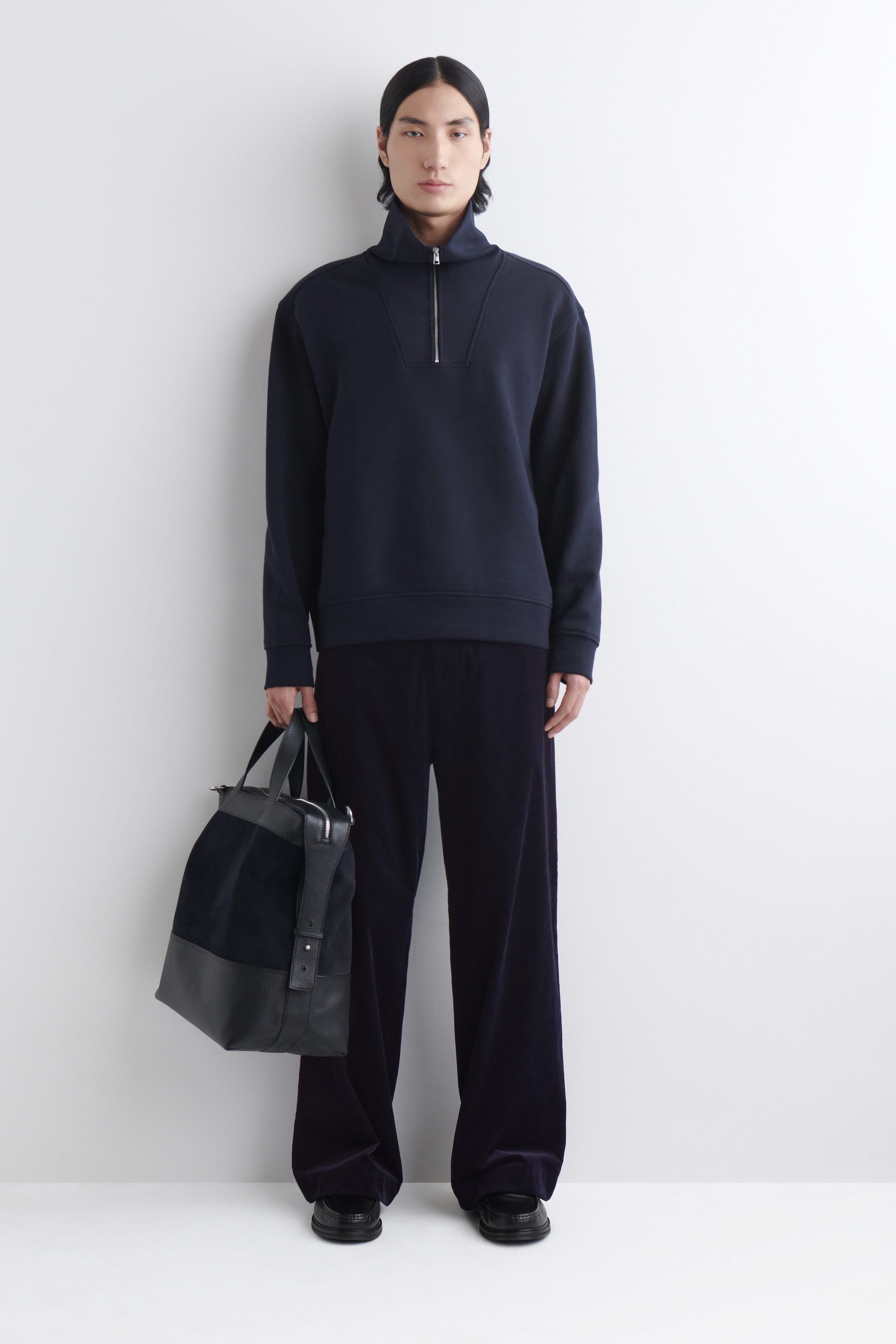 MOCK-NECK ZIP-UP SWEATSHIRT