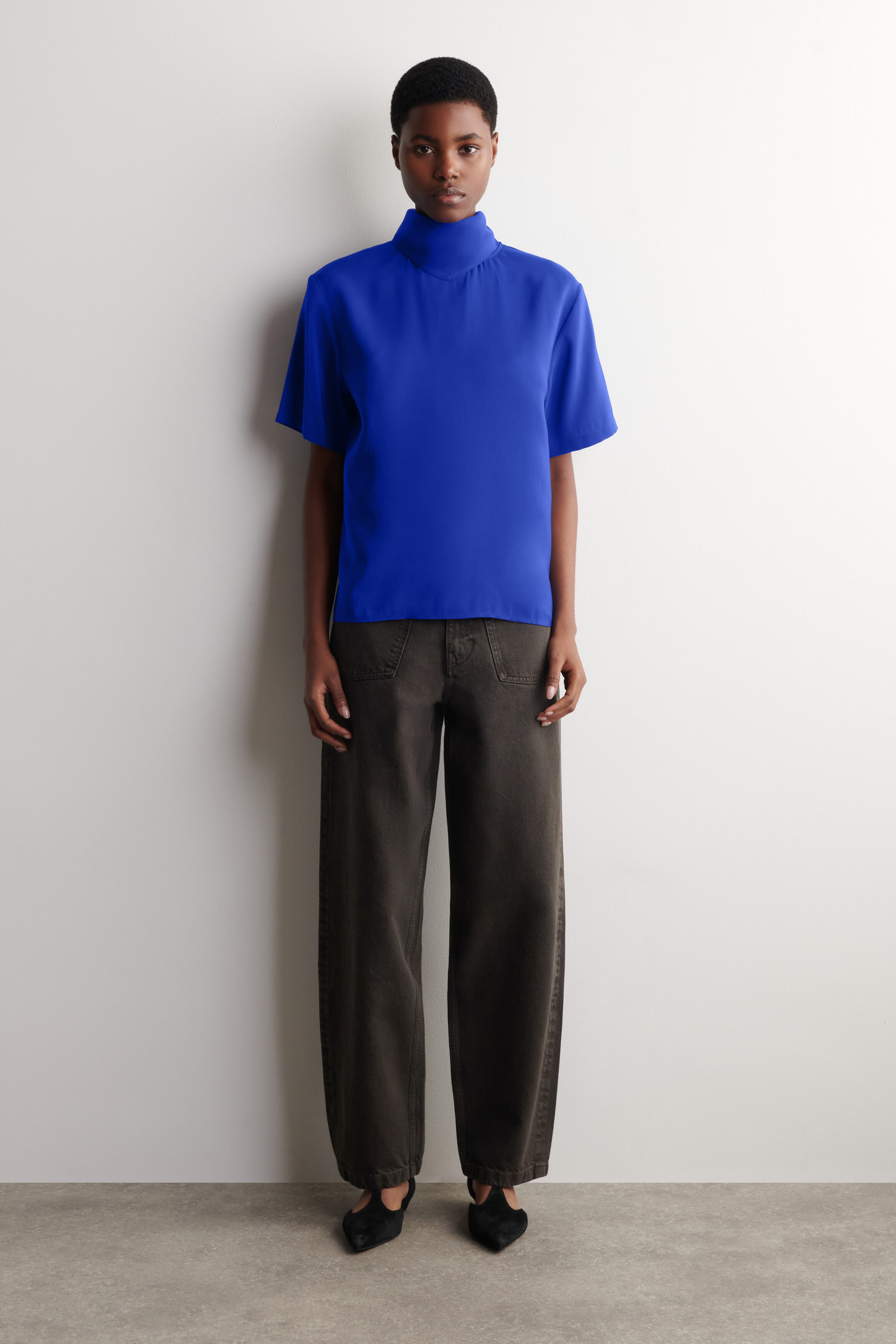 DRAPED SCARF-DETAIL TOP - COBALT BLUE | COS CA