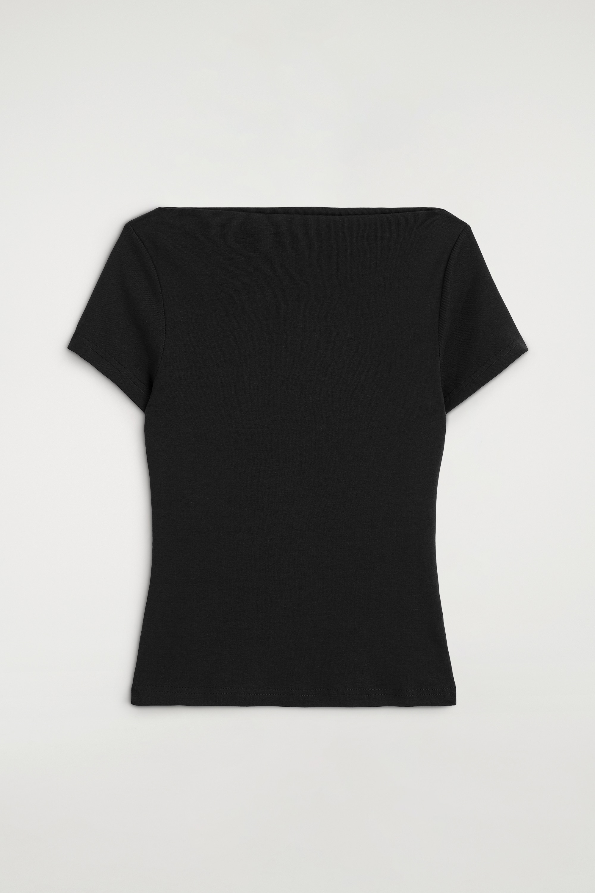 T-SHIRT SLIM IN COTONE CON SCOLLO A BARCA - NERO/VERDE SCURO